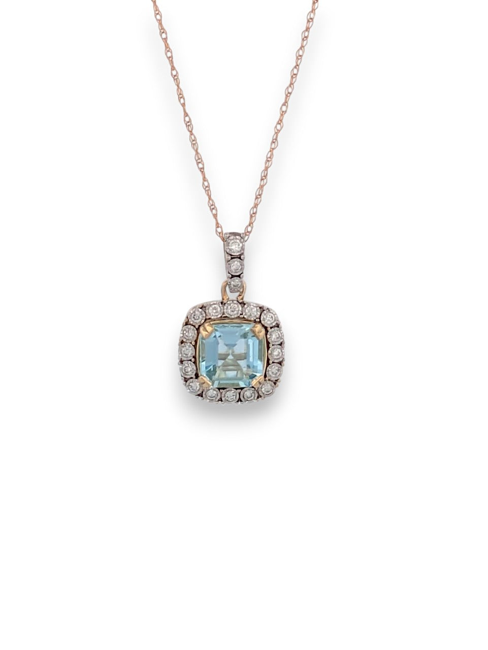 Nova | 14K Yellow Gold | Aquamarine and Natural Diamond | Necklace