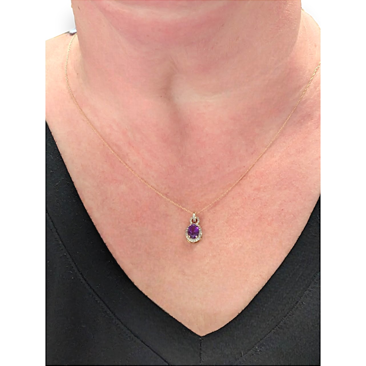 Storm Necklace | 10k Yellow Gold Diamond & Amethyst Jewelry | Bold Elegant Gift for Her