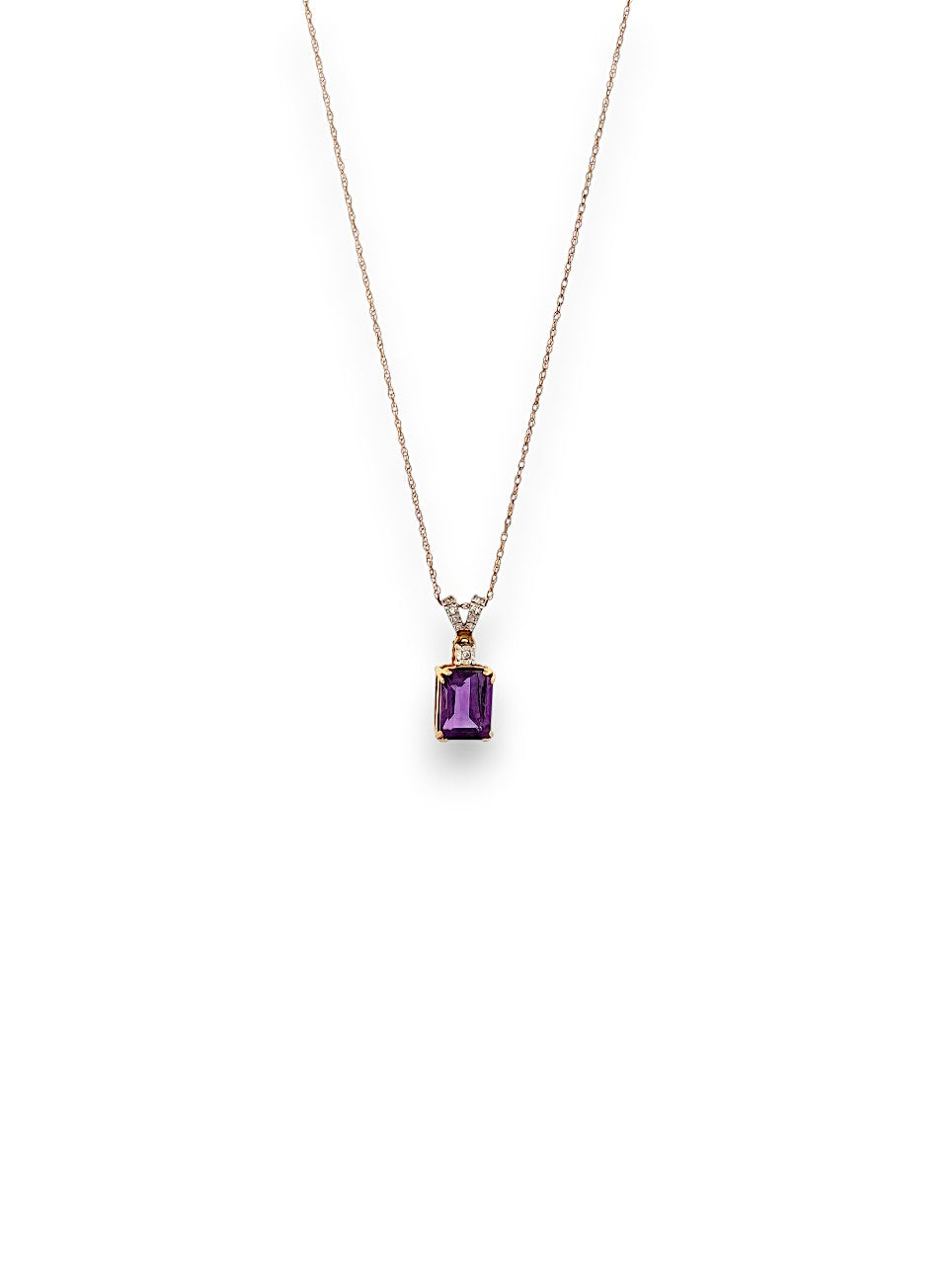 Raine Necklace | 10k Yellow Gold Dainty Necklace | 0.03ct Diamonds & Amethyst Jewelry | February Birthstone Gift, Anniversary