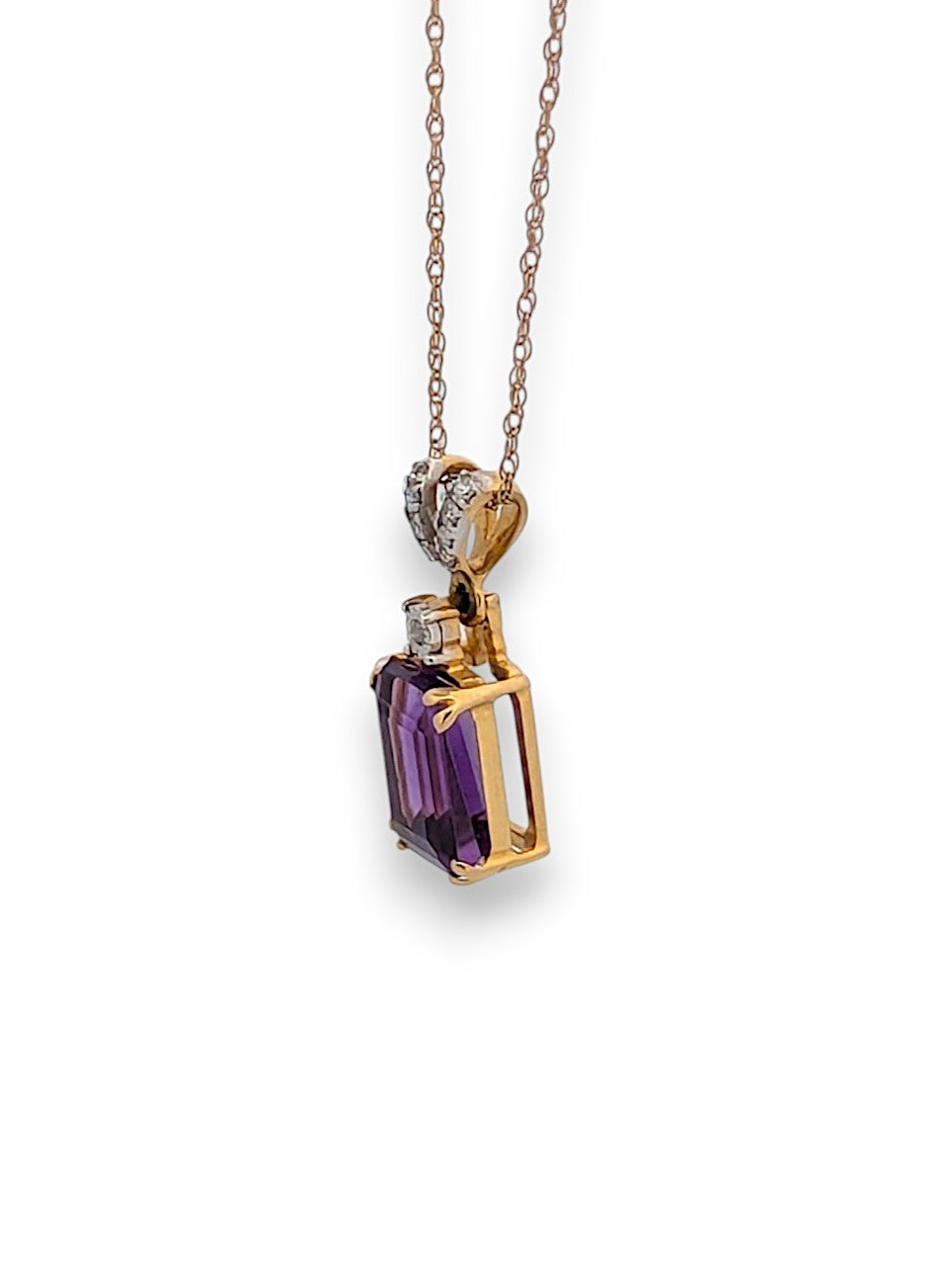 Raine Necklace | 10k Yellow Gold Dainty Necklace | 0.03ct Diamonds & Amethyst Jewelry | February Birthstone Gift, Anniversary