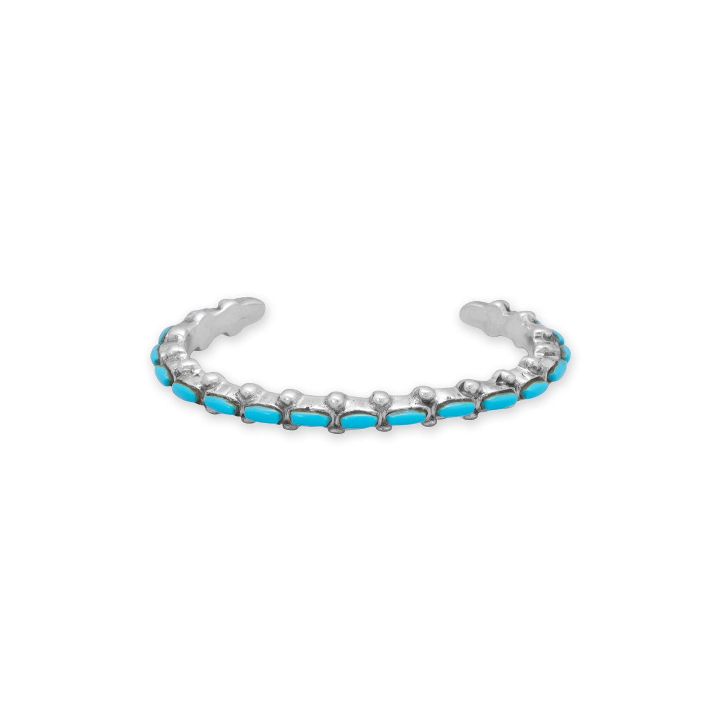 Handmade Junior's Oval Turquoise Cuff Bracelet