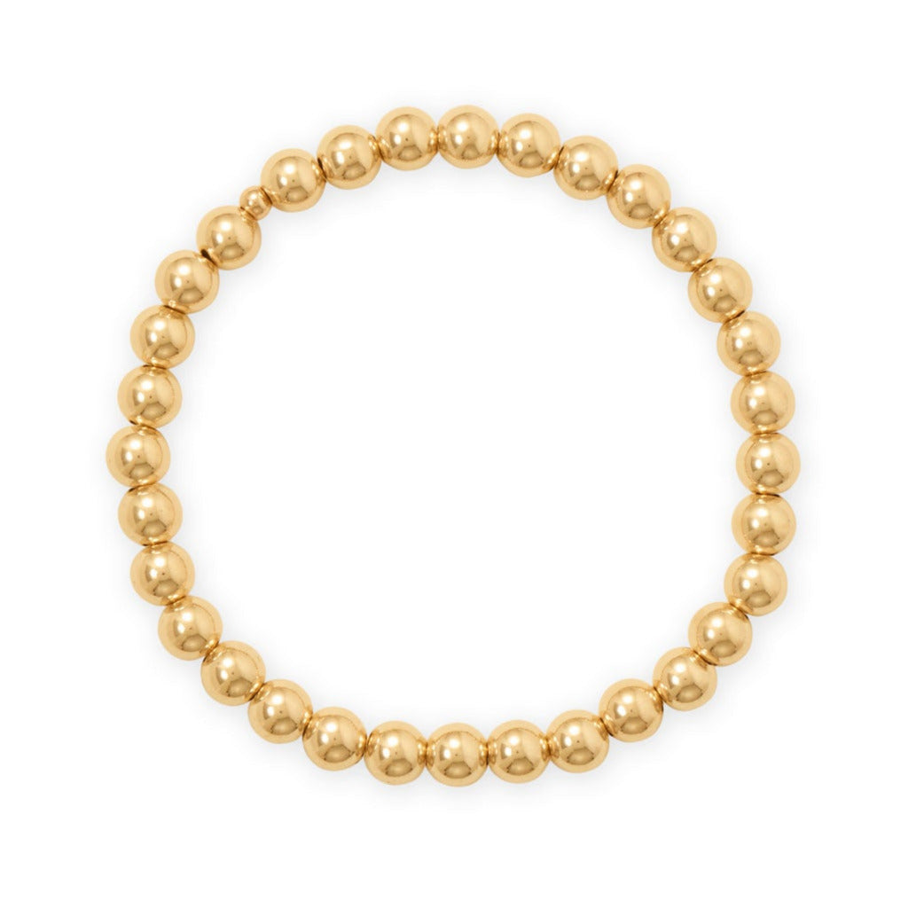 7 6mm 14/20 Gold Filled Bead Stretch Bracelet