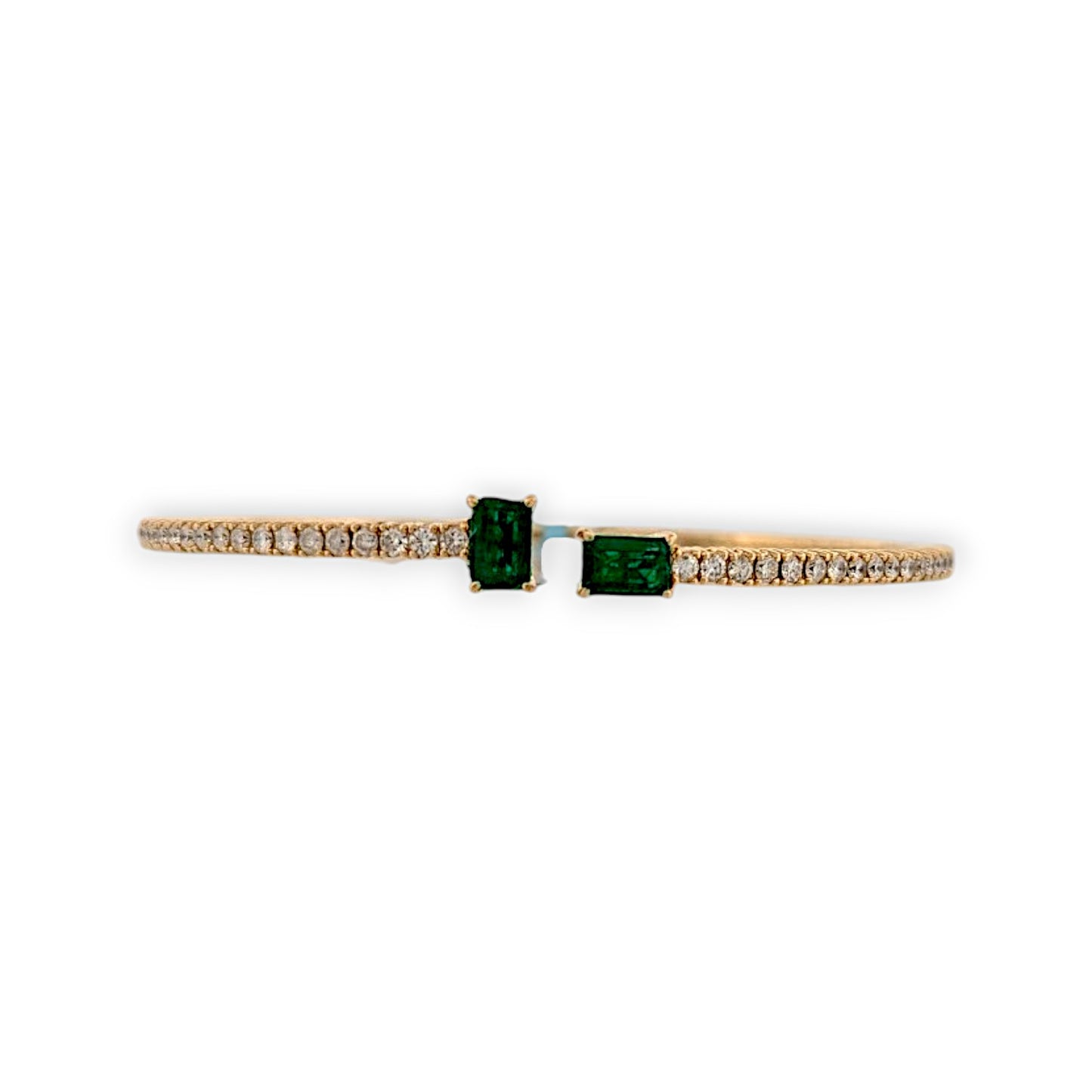 Quinn | 14K Yellow Gold Flex Bangle with 1.5 CT Natural Emeralds & 1.0 CTW Natural Round Diamonds –| Mountain Song Jewelers