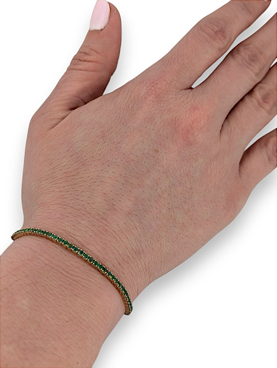 Laurel | 14K Yellow Gold Emerald Tennis Bracelet | 2.5 CT Natural Round Emeralds | 7" Classic Fine Jewelry | Elegant Gift For Her