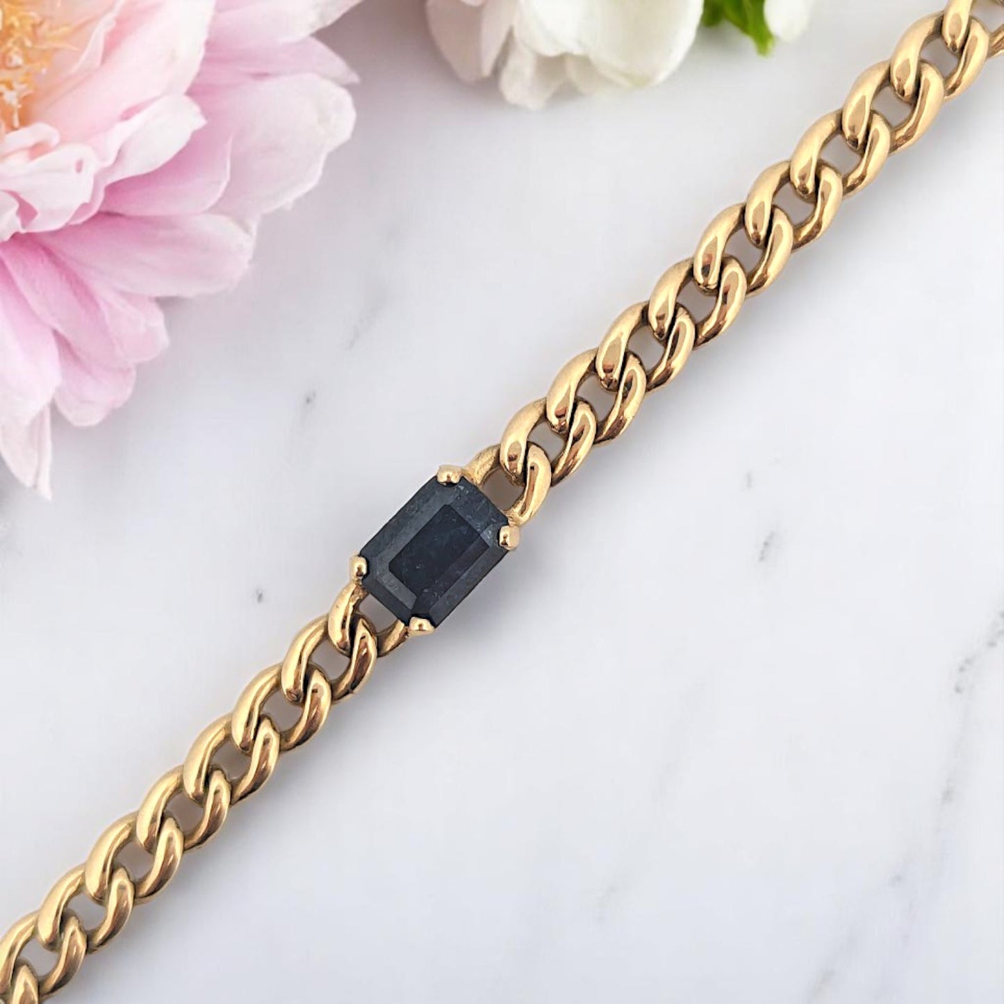 Elowen 14K Gold Bracelet w/ 1.0ct Natural Emerald Cut Sapphire - Size 6.25" - September Birthstone Gift