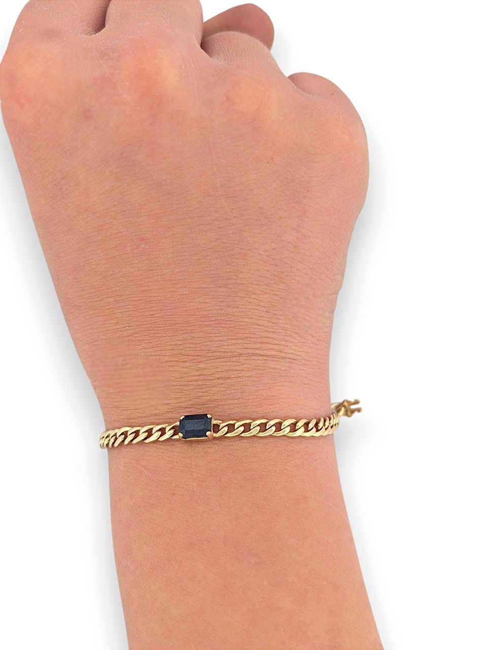 Elowen 14K Gold Bracelet w/ 1.0ct Natural Emerald Cut Sapphire - Size 6.25" - September Birthstone Gift