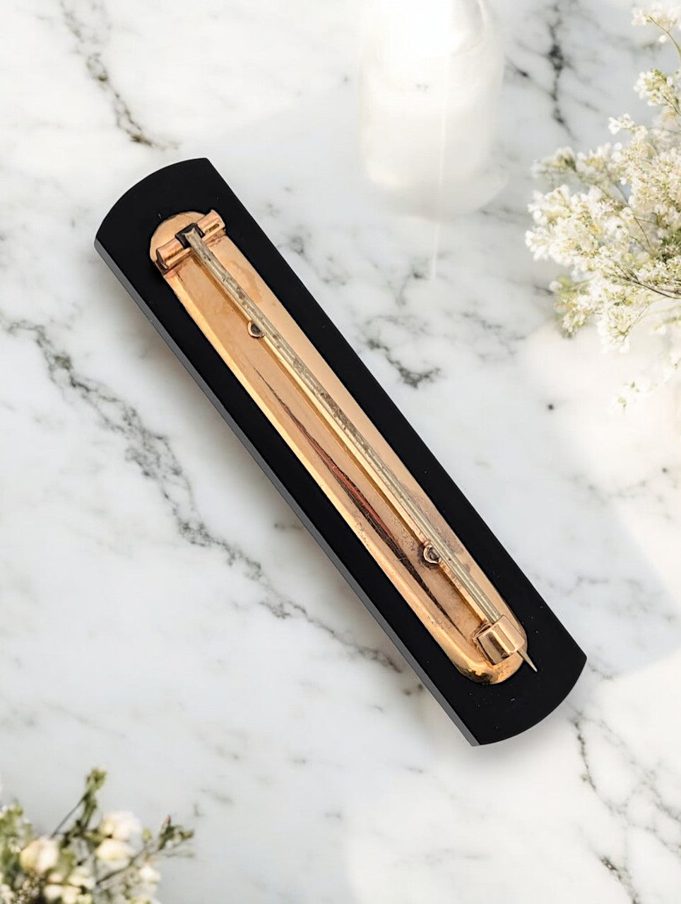 Madeline | Antique Victorian Mourning Pin With Seed Pearls | 2.75" Length | 19th Century Second Mourning Jewelry