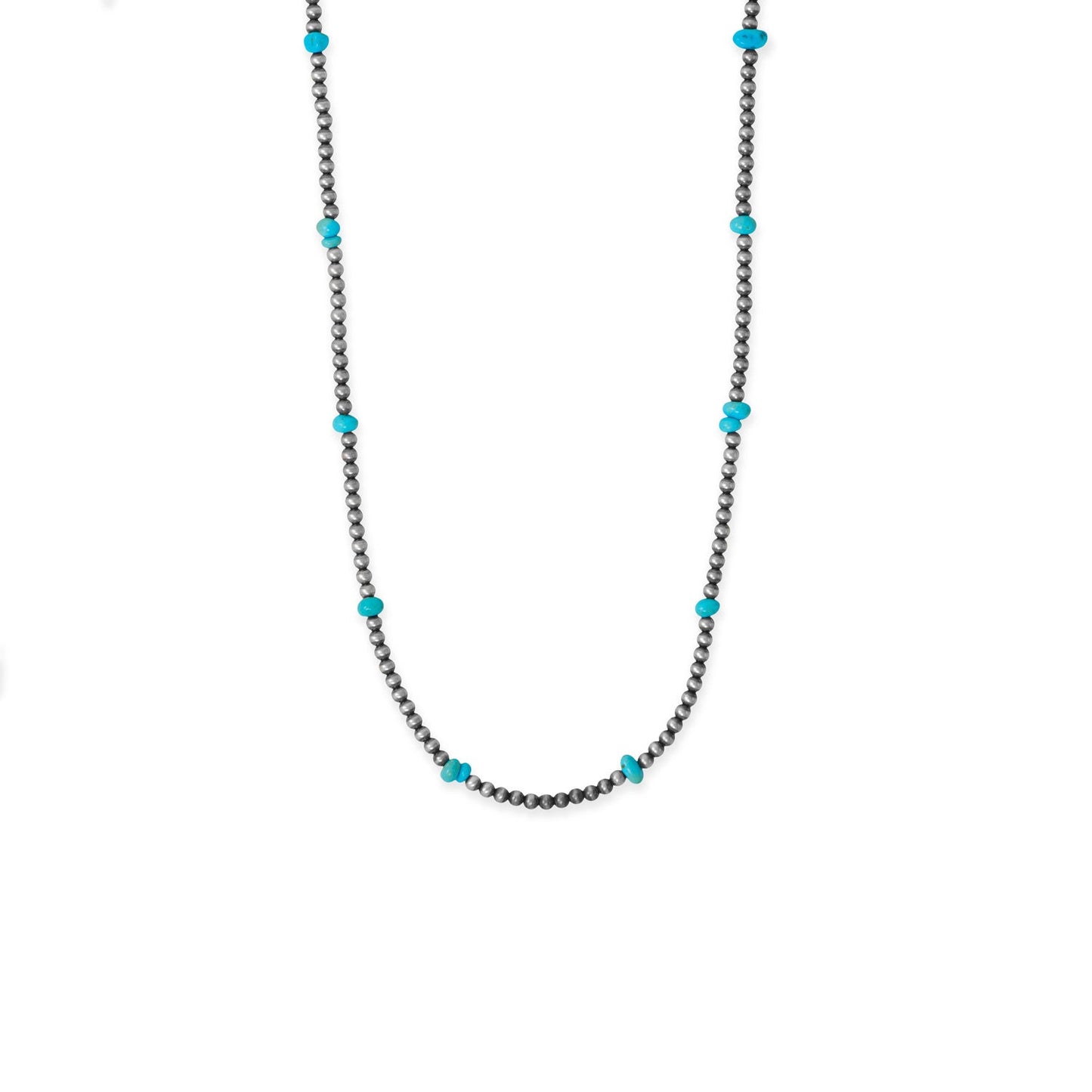 16 Sleeping Beauty Turquoise Chip and Oxidized Bead Necklace