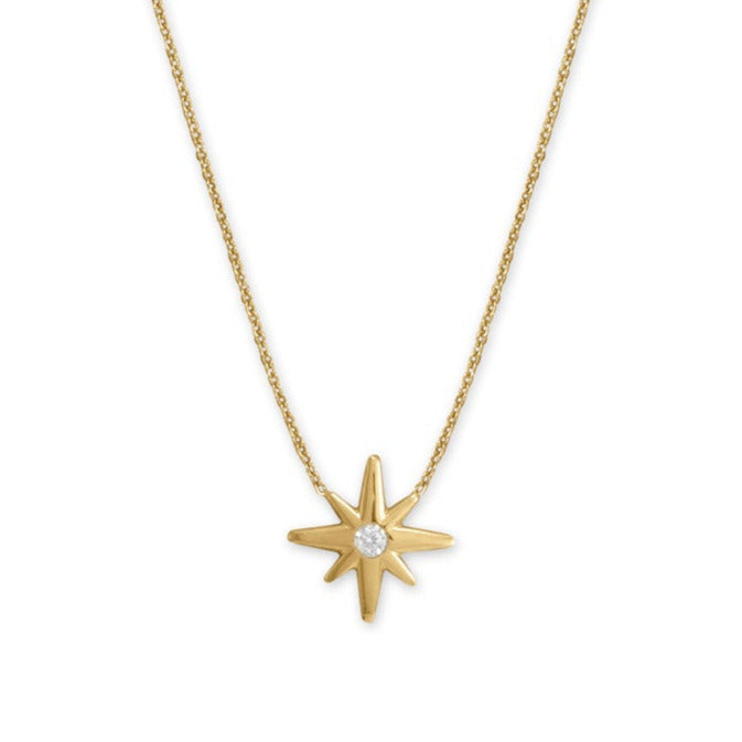 16 + 2 14 Karat Gold Plated CZ Star Necklace