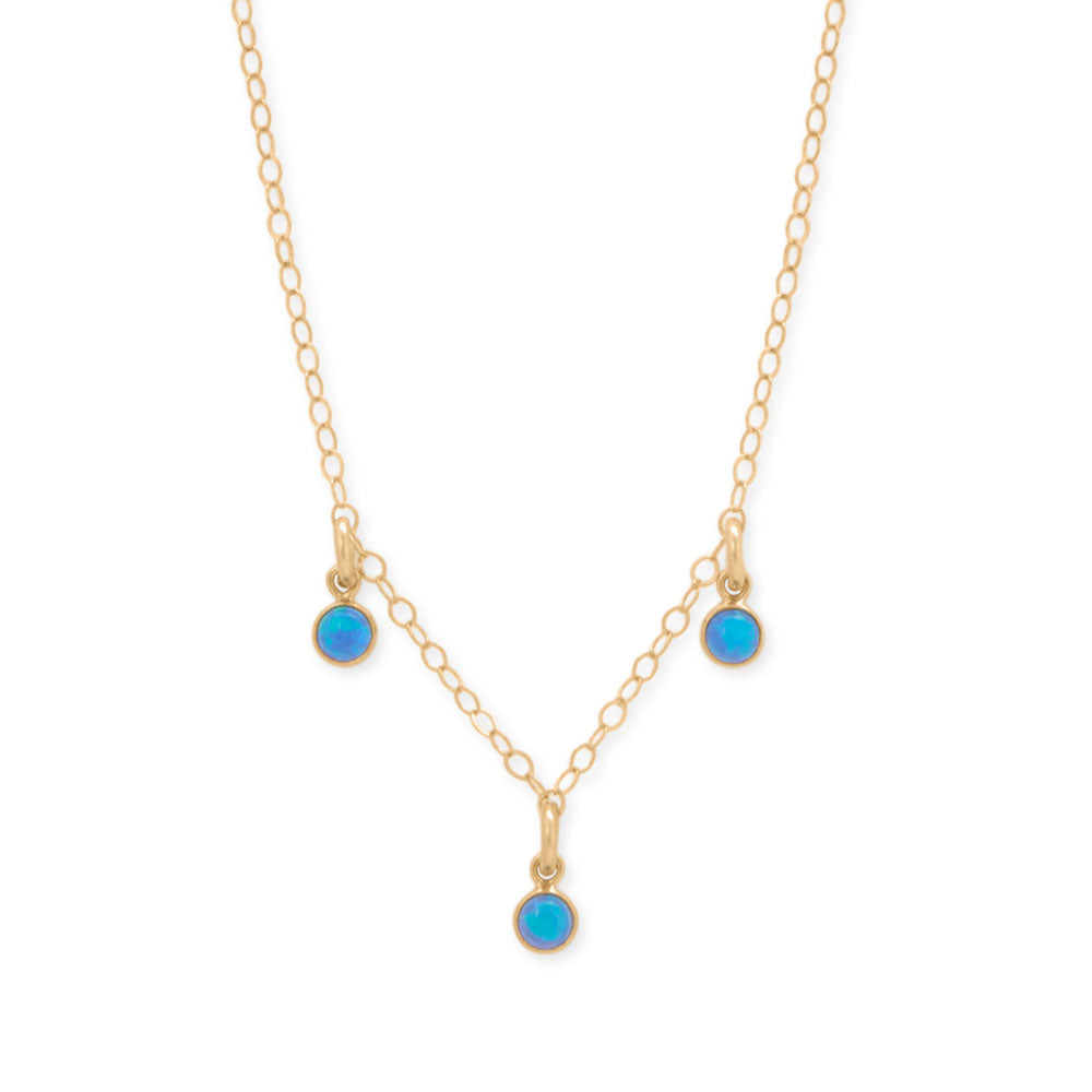 15 + 2.25 14/20 Gold Filled Blue Opal Charm Necklace