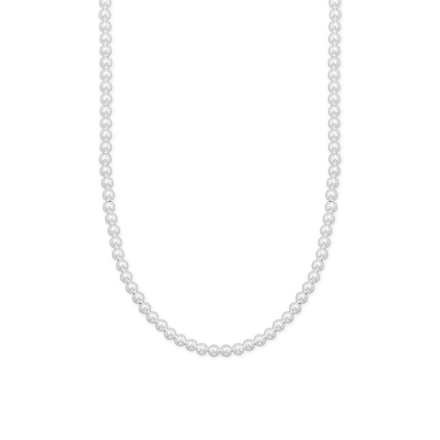 16 + 2 5mm Silver Bead Necklace