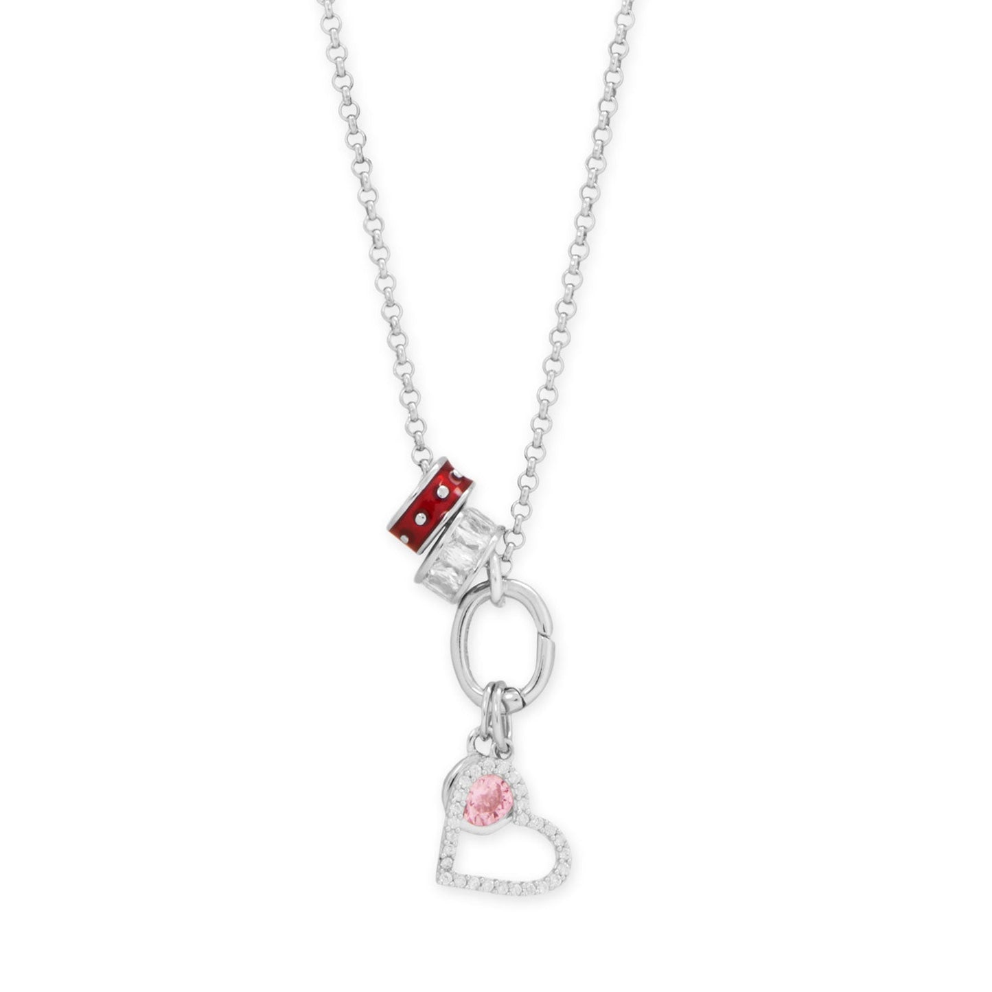 Shades of Love! 18 Rhodium Plated Charm Necklace