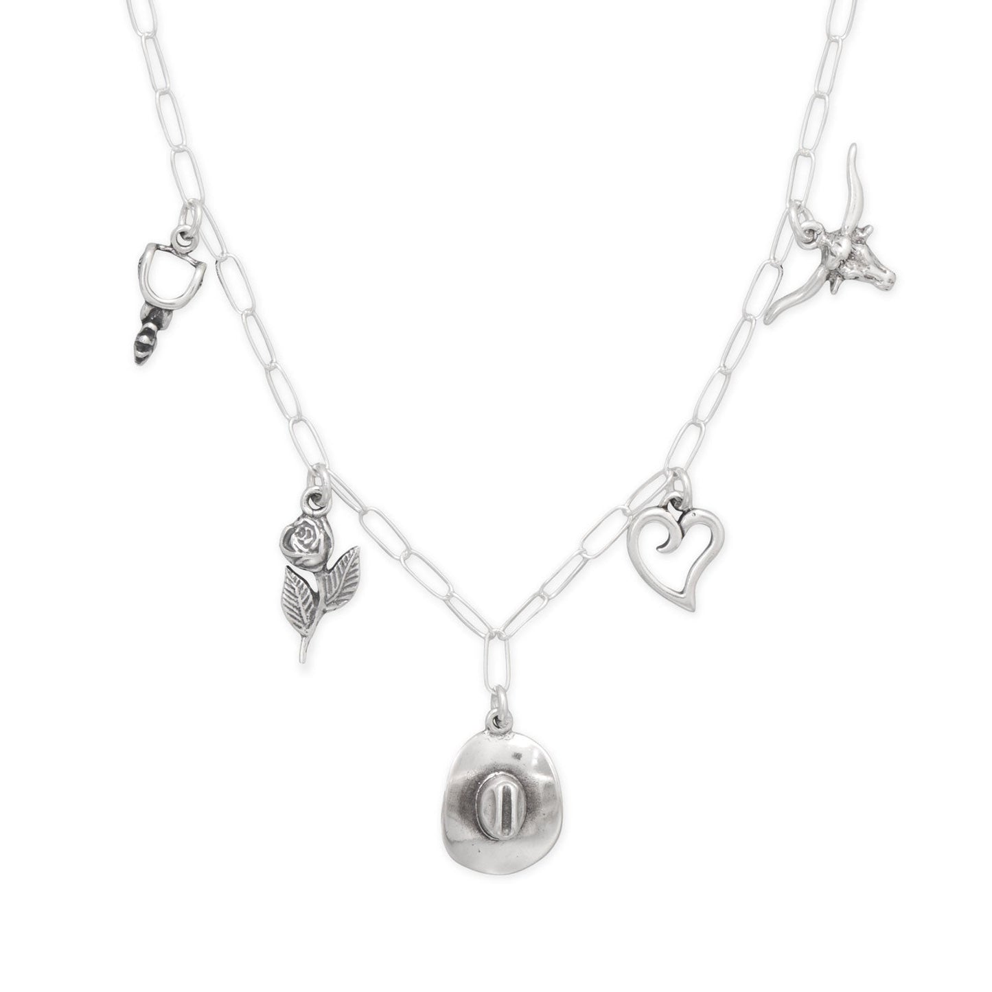 Love and Cowgirls! 18 Oxidized Charm Necklace