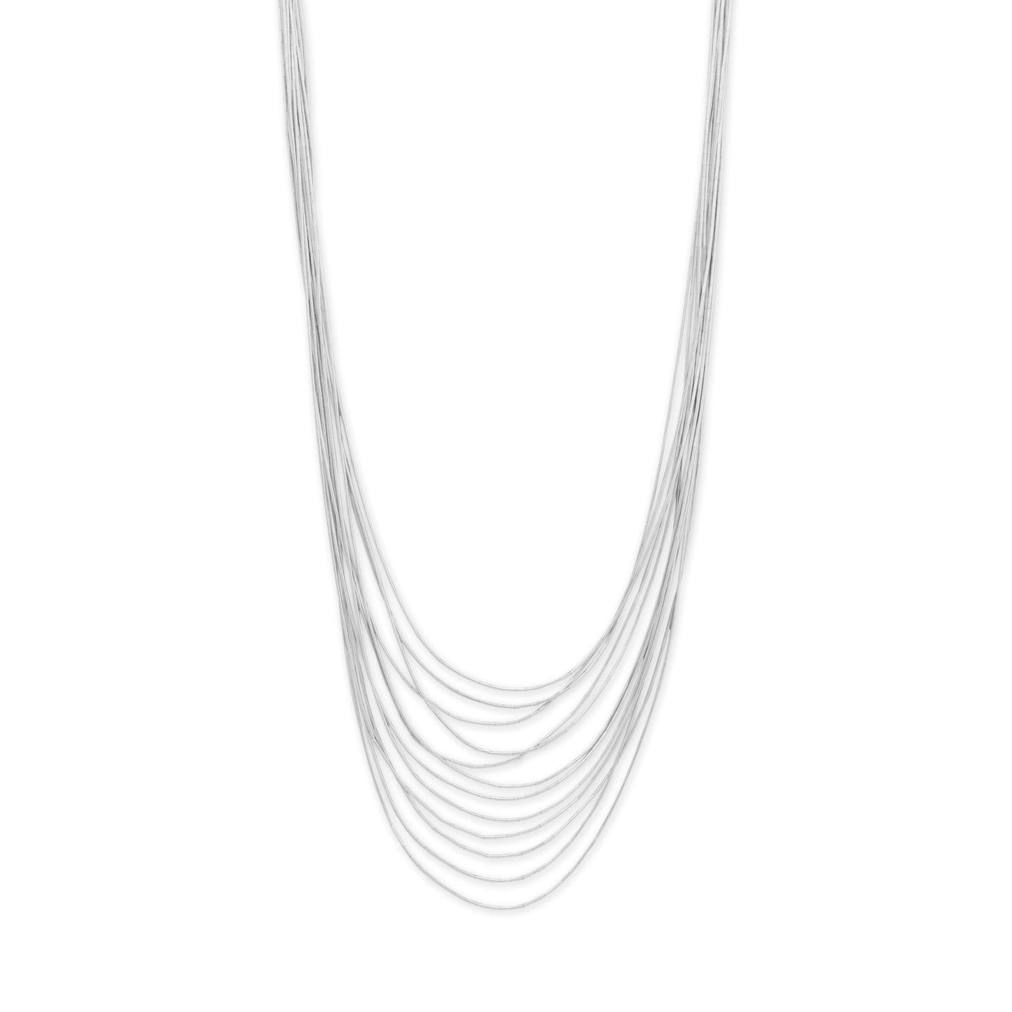30 + 1 Graduated 12 Strand Liquid Silver Necklace
