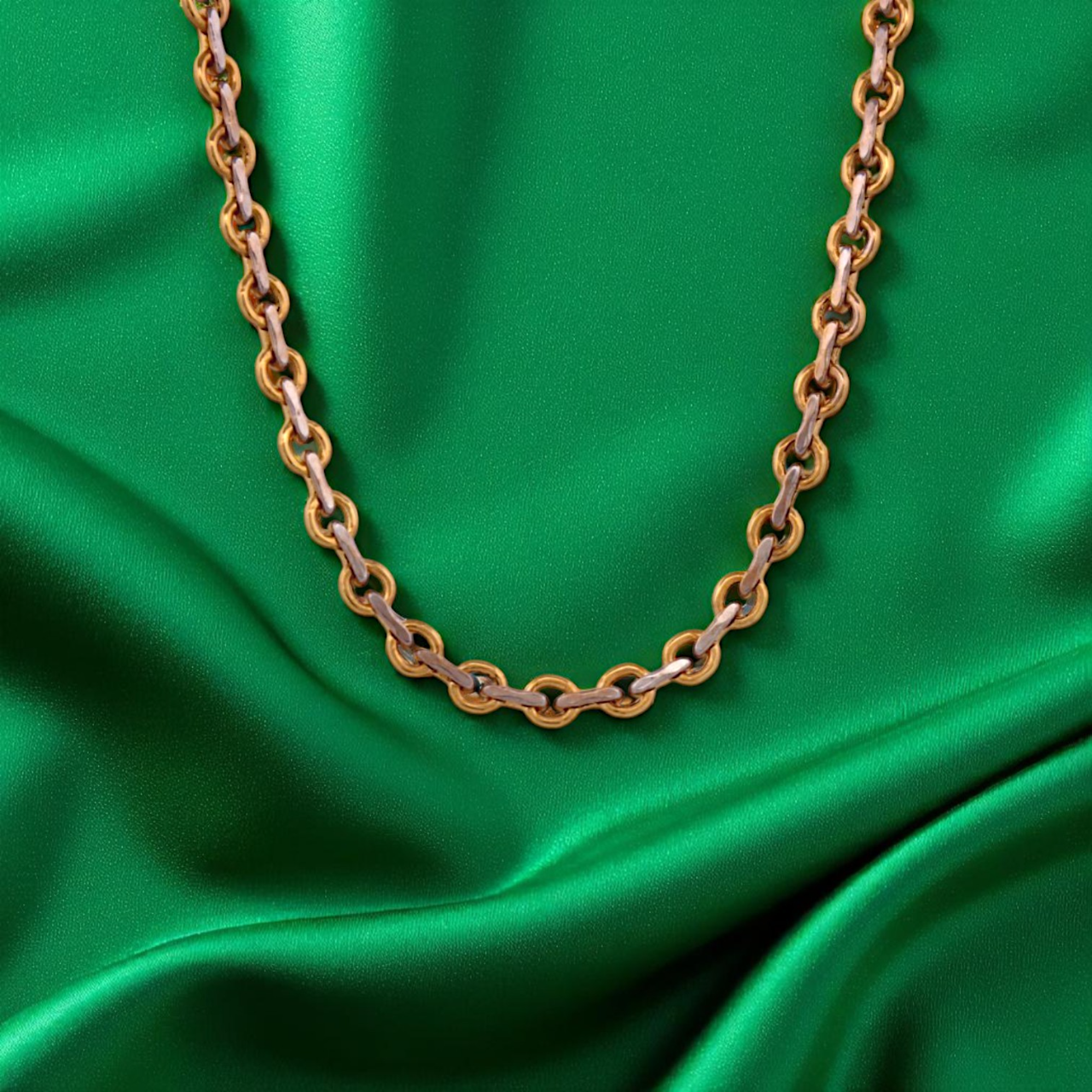 18k White and Yellow Gold 18-Inch Circolo Chain with 4mm Circle Links
