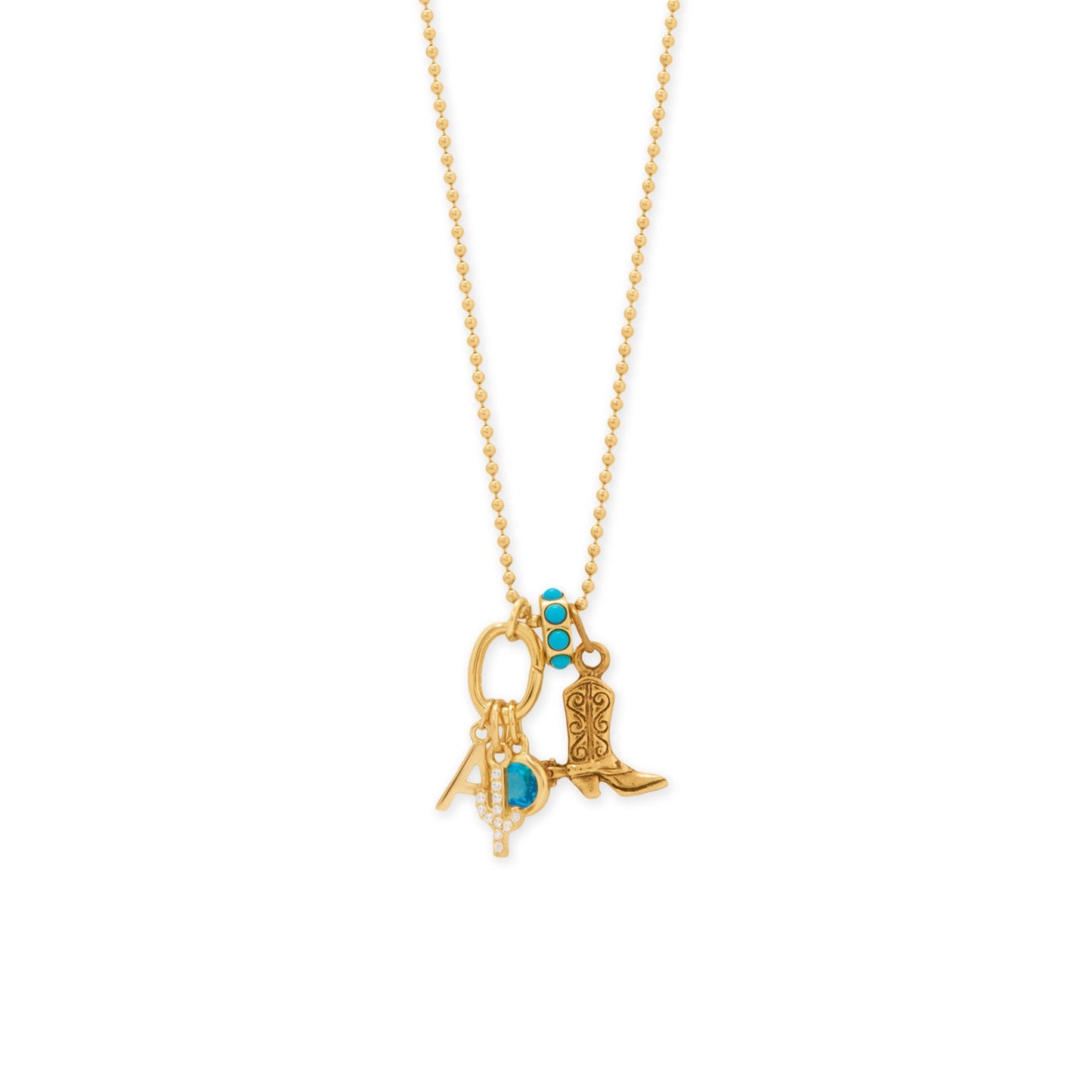 Dainty 14 Karat Gold Plated CZ Saguaro Cactus Charm