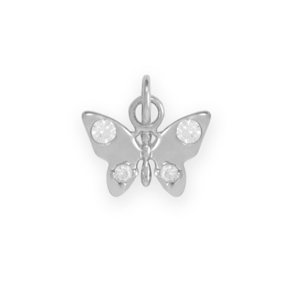 Dainty Rhodium Plated CZ Butterfly Charm