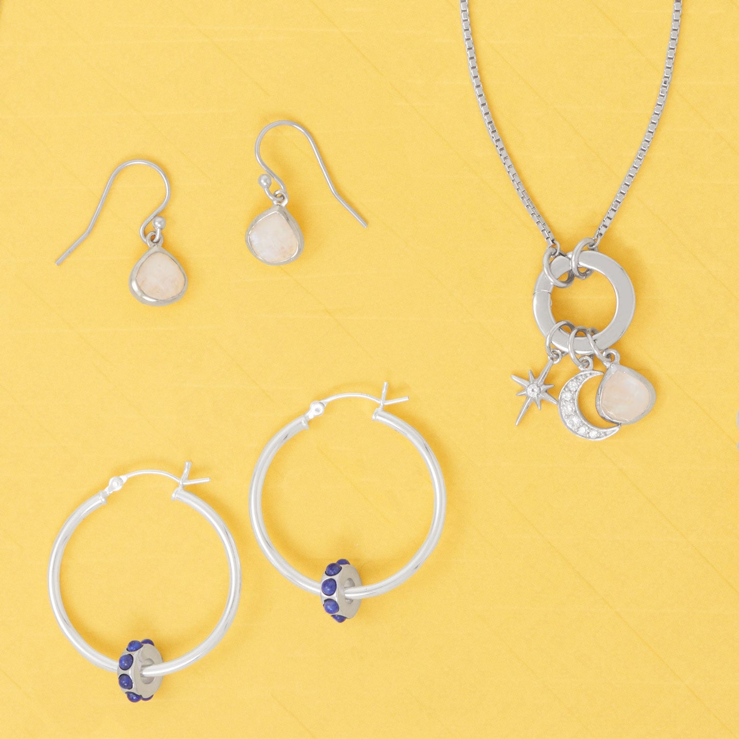 Dainty Rhodium Plated CZ Crescent Moon Charm
