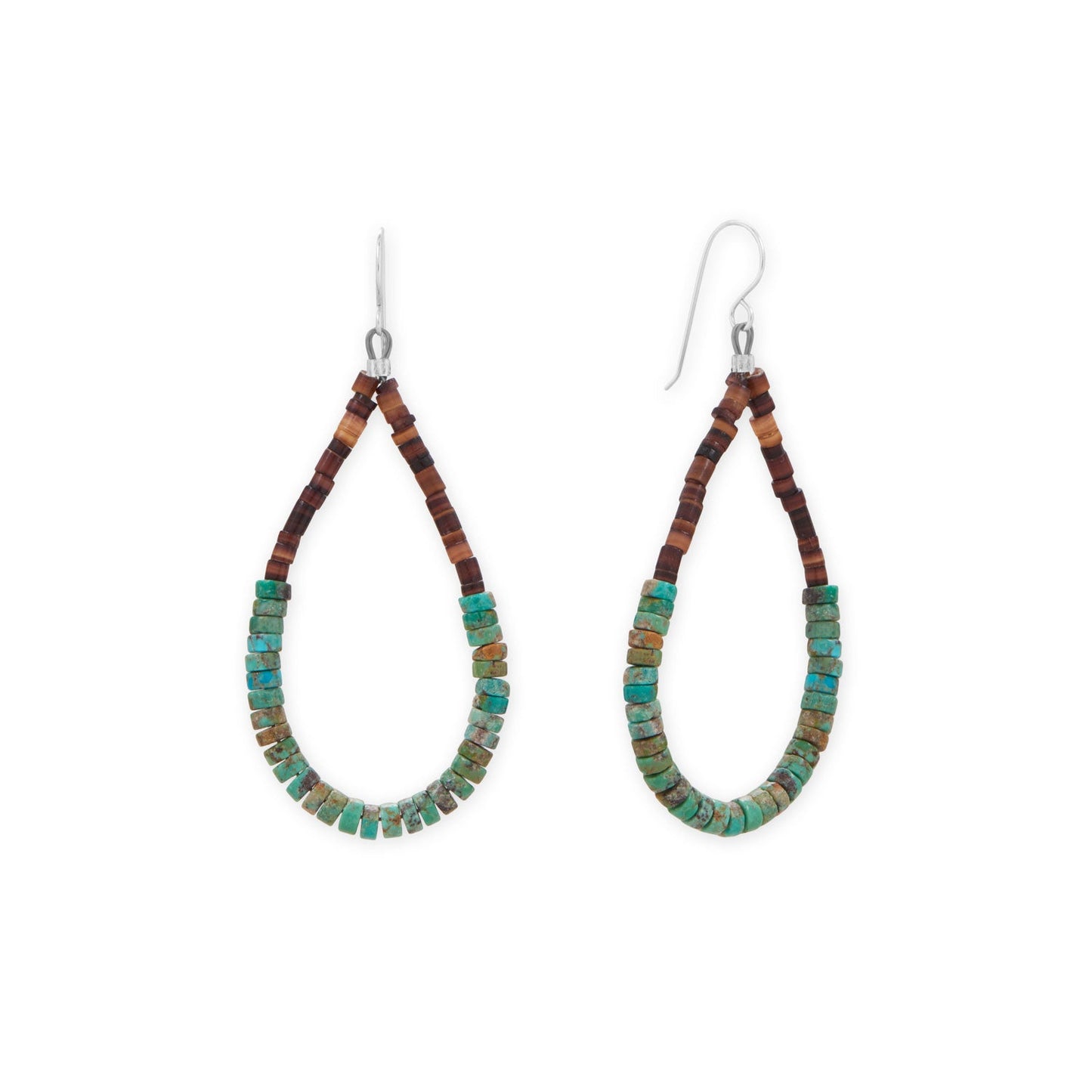 Turquoise and Pen Shell Heishi Bead Earrings