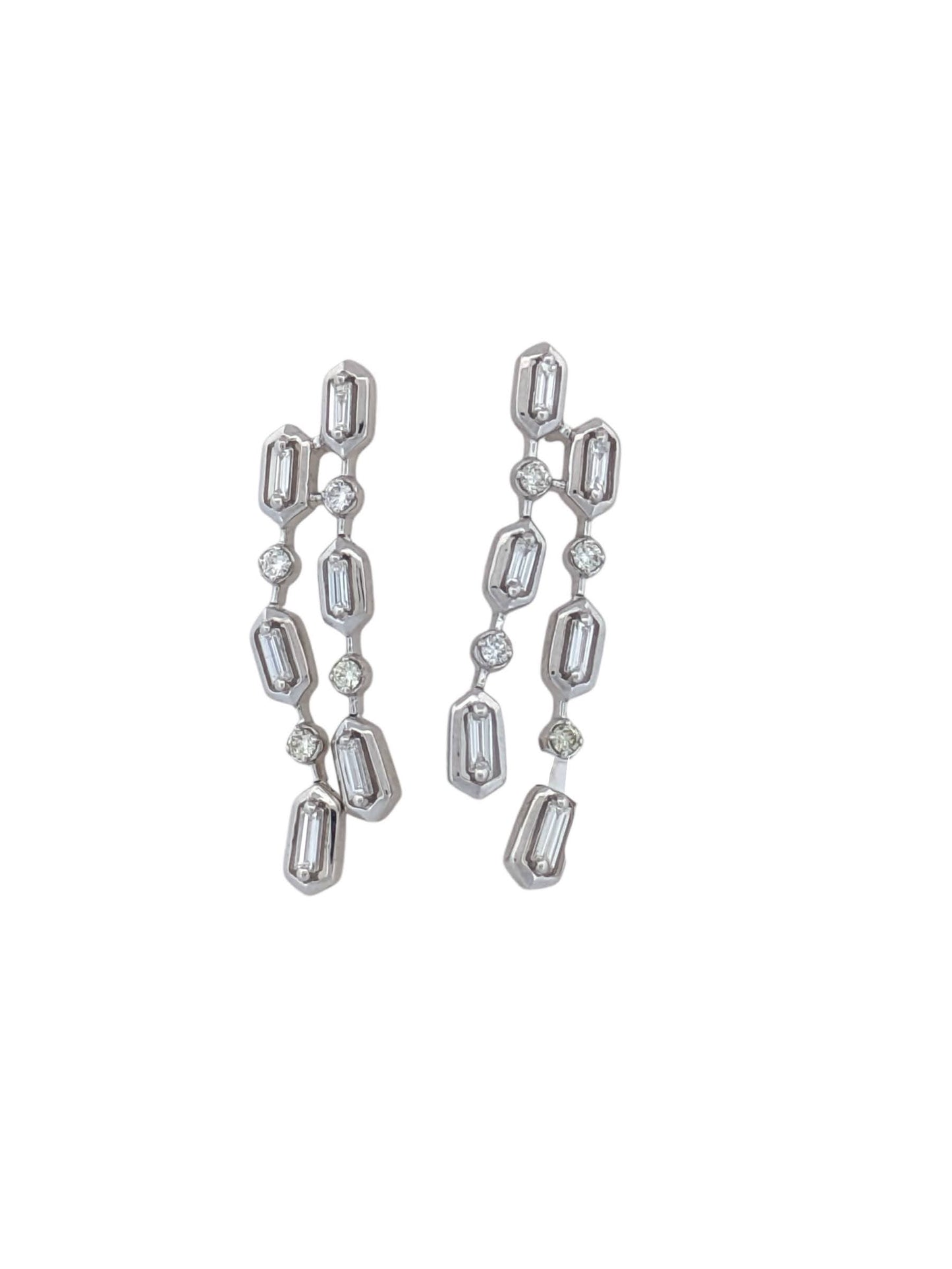 Brianna | 14k White Gold | Emerald and Natural Diamond | Earrings