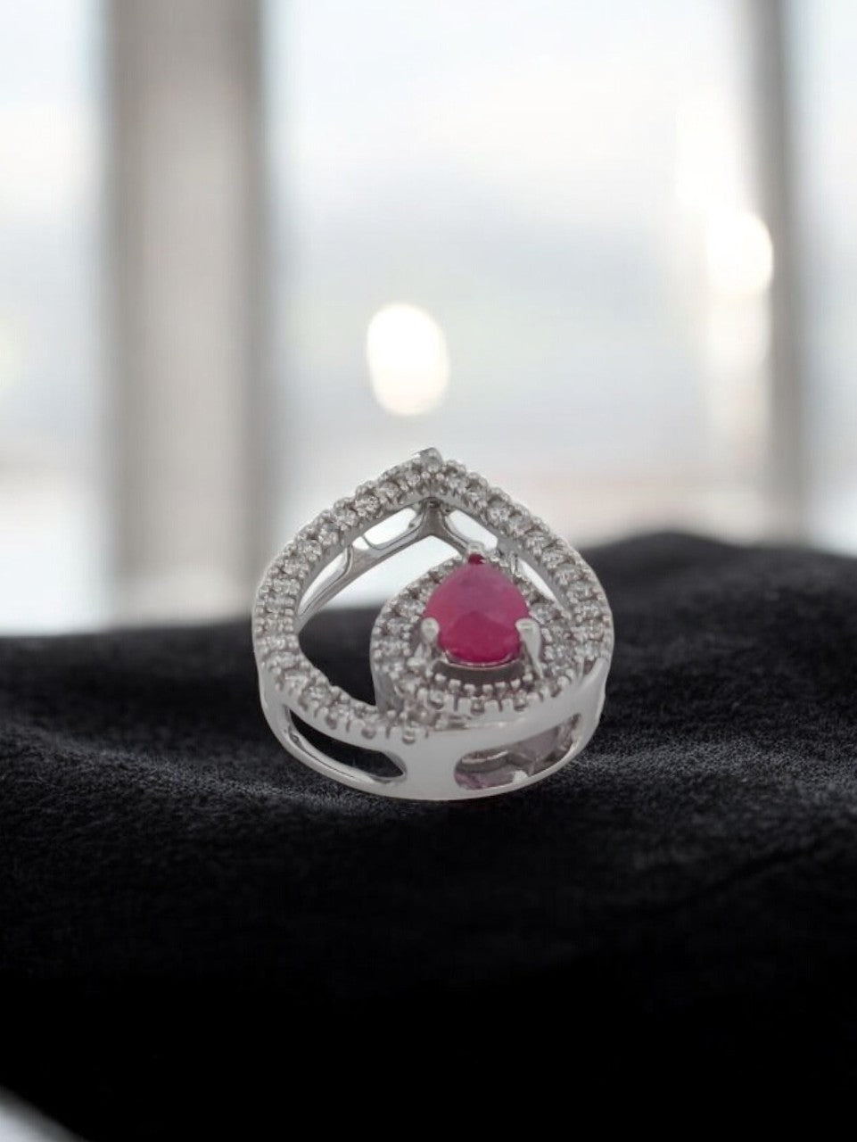 Camila | 14k White Gold | Ruby and Natural Diamond | Necklace