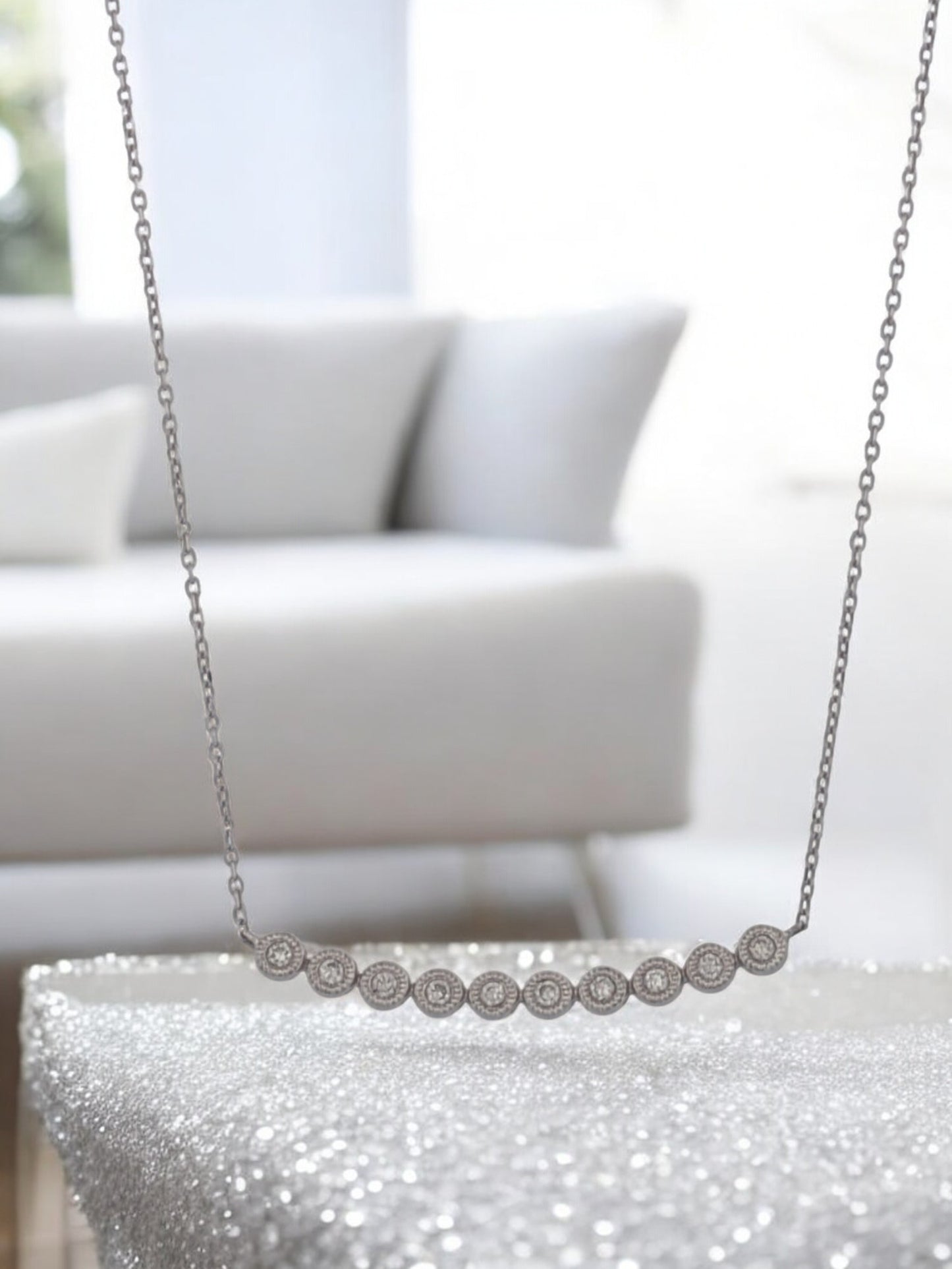 Heather | Diamond Necklace 10K White Gold, 0.17ct Diamond Pendant, Elegant Fine Jewelry, Classic Gold Necklace, Luxury Gift for Her