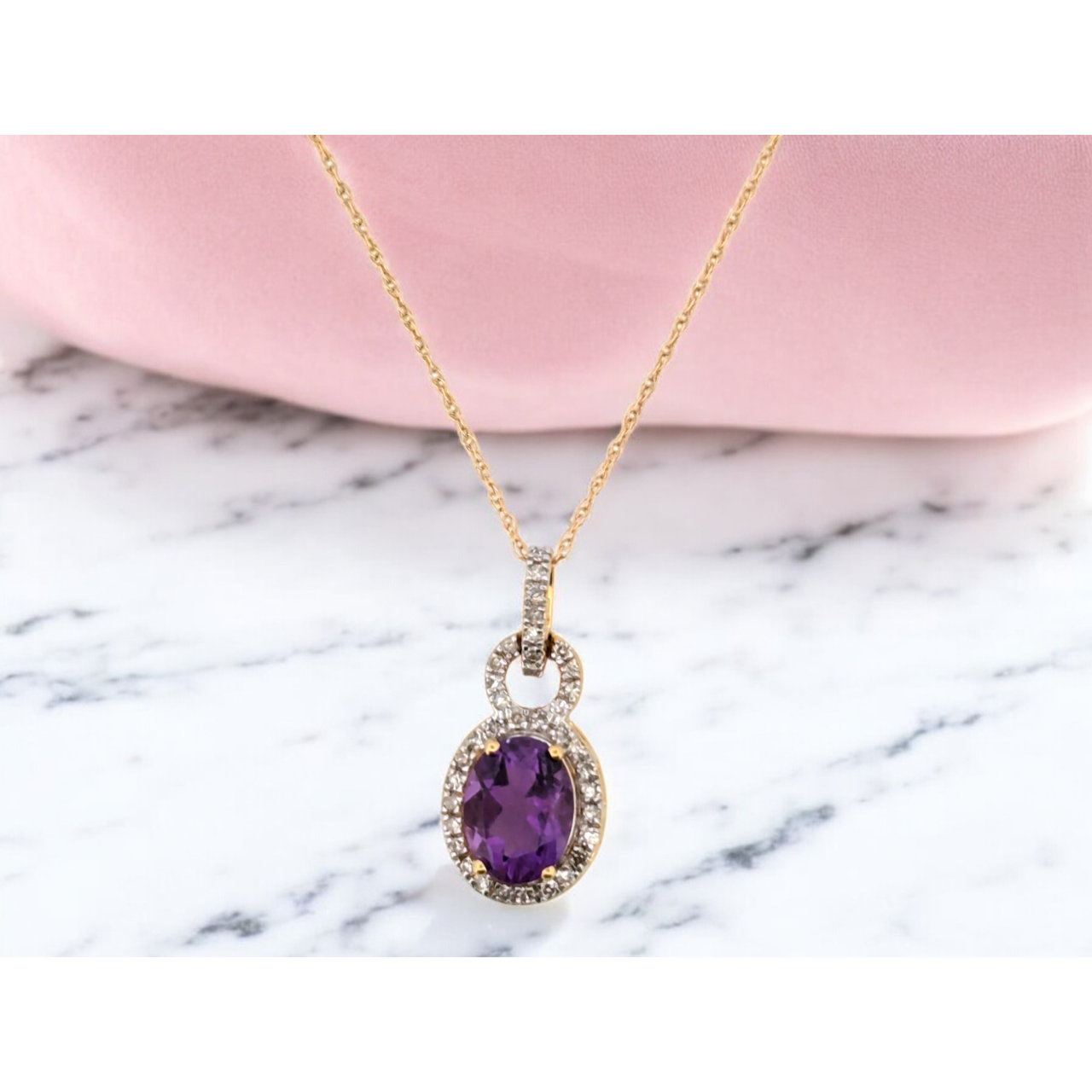 Storm Necklace | 10k Yellow Gold Diamond & Amethyst Jewelry | Bold Elegant Gift for Her