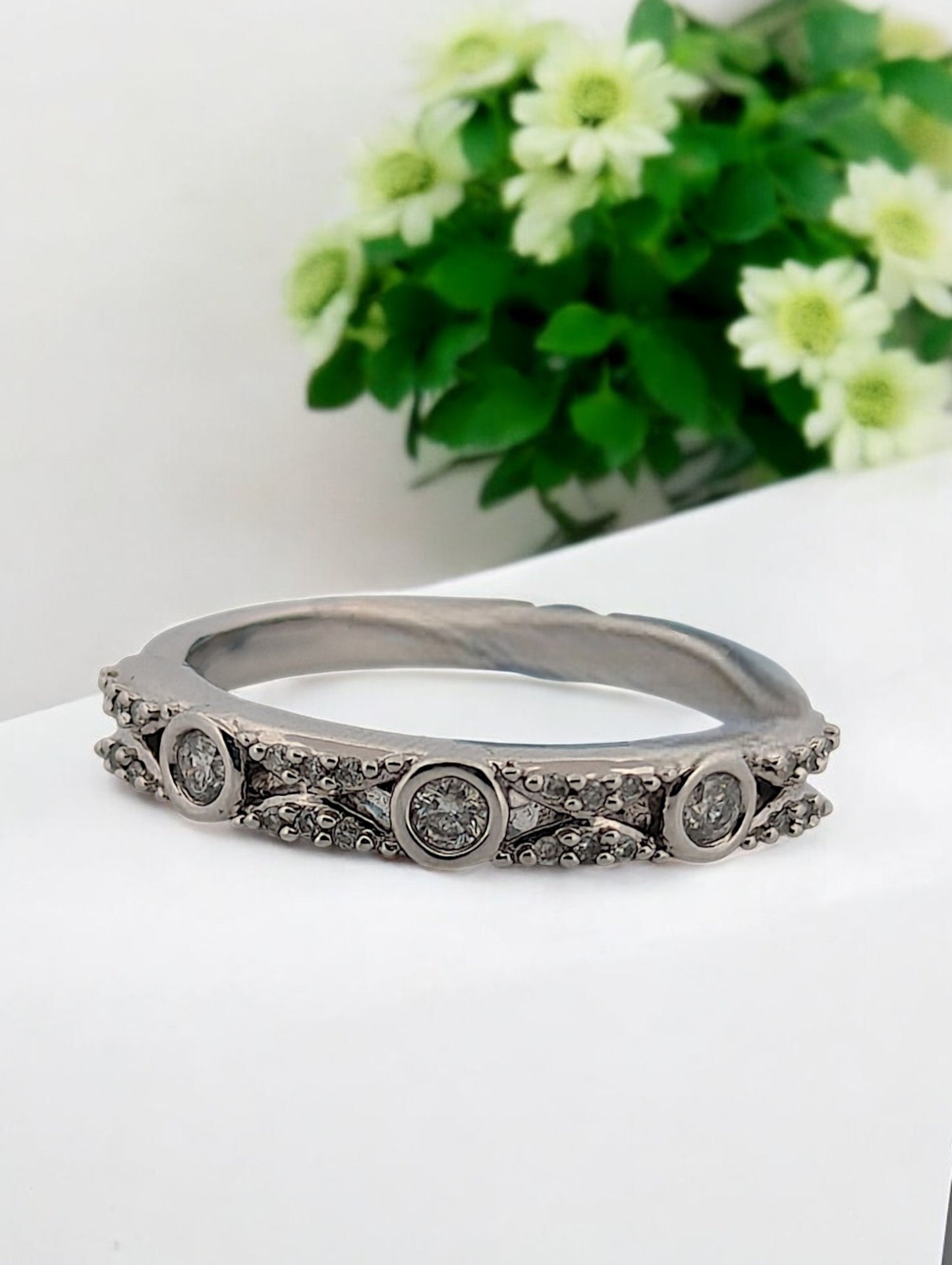 Salome | 10K White Gold Diamond Ring, 0.25 CT Diamond, Size 6.75, Dainty Engagement Ring, Minimalist Fine Jewelry, Gift for Her