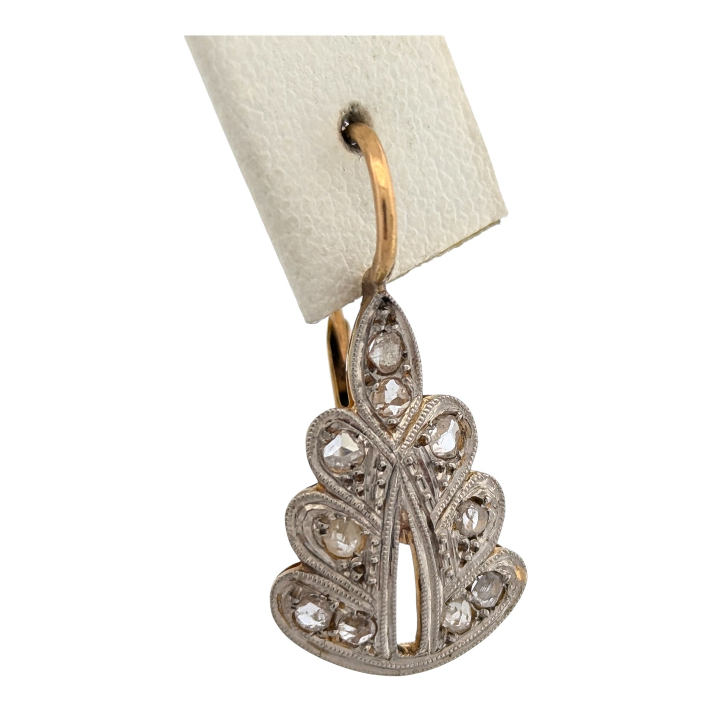 Ethelreda | Estate | 18K Yellow Gold and Platinum | Natural Diamond | Earrings