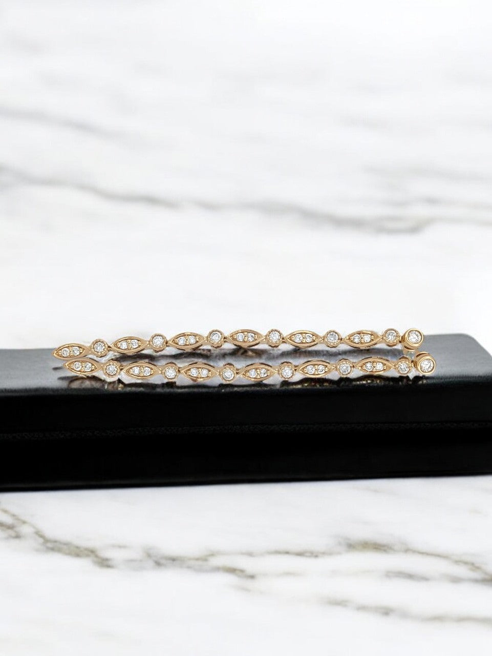 Bethany | 47ctw Diamond Dangle Earrings | Long Dangle Statement Earrings 14k Yellow Gold Drop Earrings| Diamond Drop and Dangle Jewelry