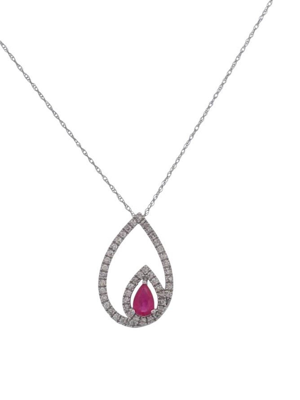 Camila | 14k White Gold | Ruby and Natural Diamond | Necklace