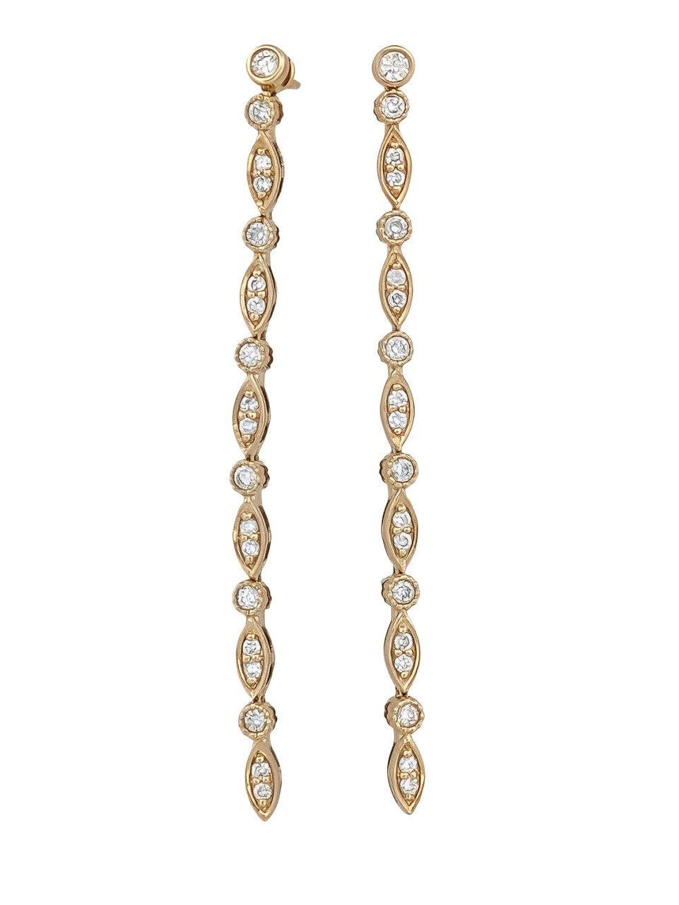 Bethany | 47ctw Diamond Dangle Earrings | Long Dangle Statement Earrings 14k Yellow Gold Drop Earrings| Diamond Drop and Dangle Jewelry
