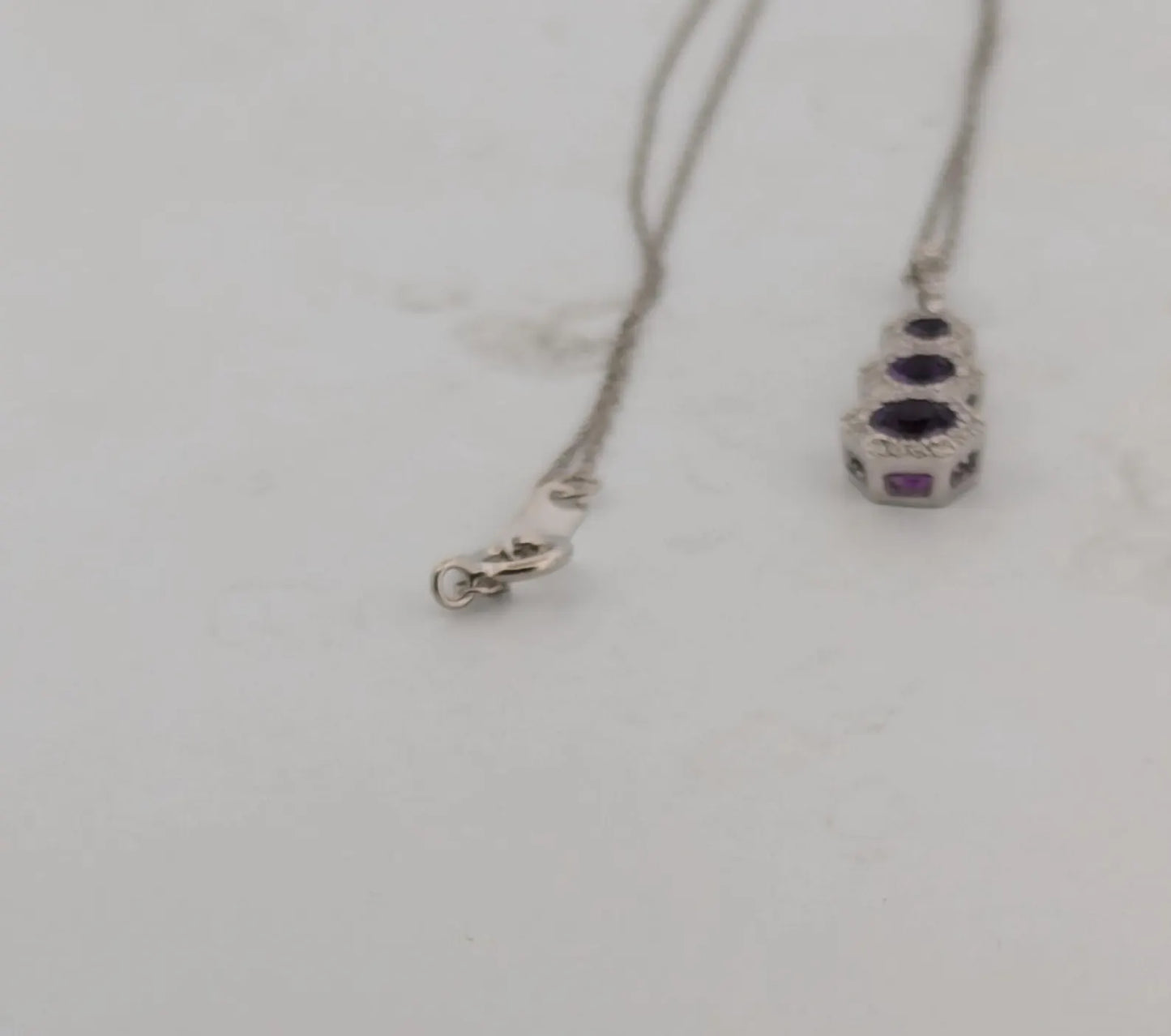 Matisse Necklace | 10k White Gold Dainty Necklace | 0.16ct Diamonds & Amethyst Jewelry | Elegant Gift for Her, Birthday, Anniversary