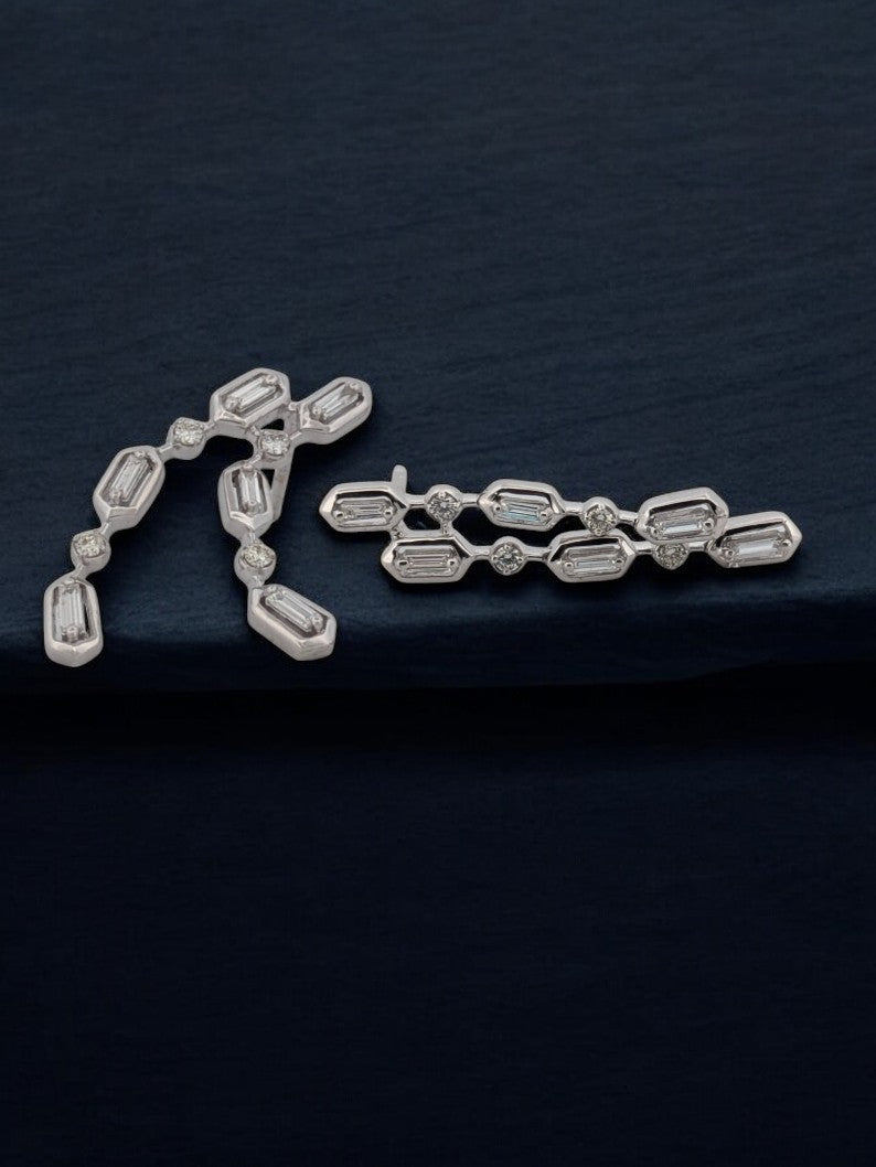 Brianna | 14k White Gold | Emerald and Natural Diamond | Earrings