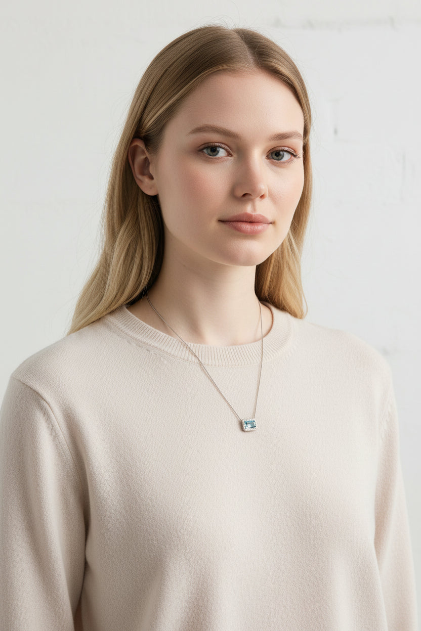 Antigone | 18K White Gold | Topaz and Natural Diamond | Necklace