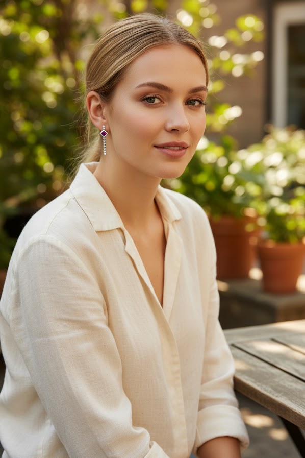 Penny | 14k White Gold | Ruby & Diamond | Earrings