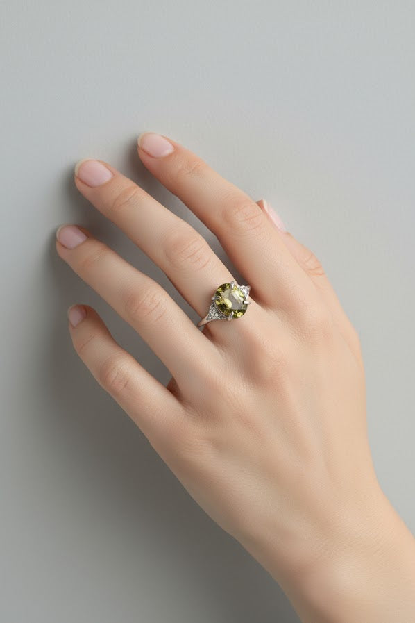 Nia | Platinum | Chrysoberyl & Natural Diamond | Ring