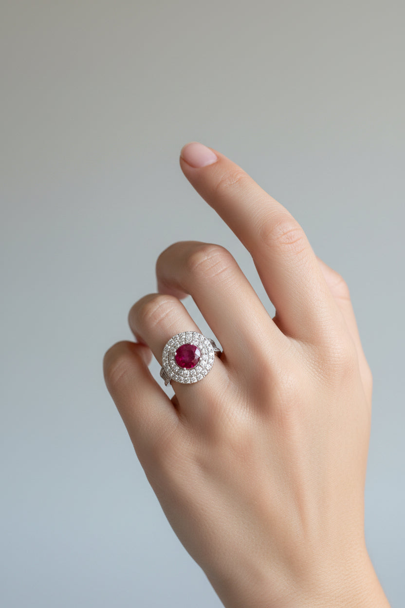 Kimberly | 14k White Gold | Ruby | Diamond | Ring