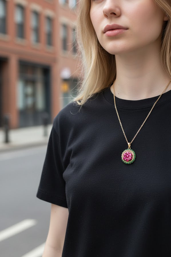 Naomi | 18k Yellow Gold | Ruby | Emerald | Diamond | Necklace