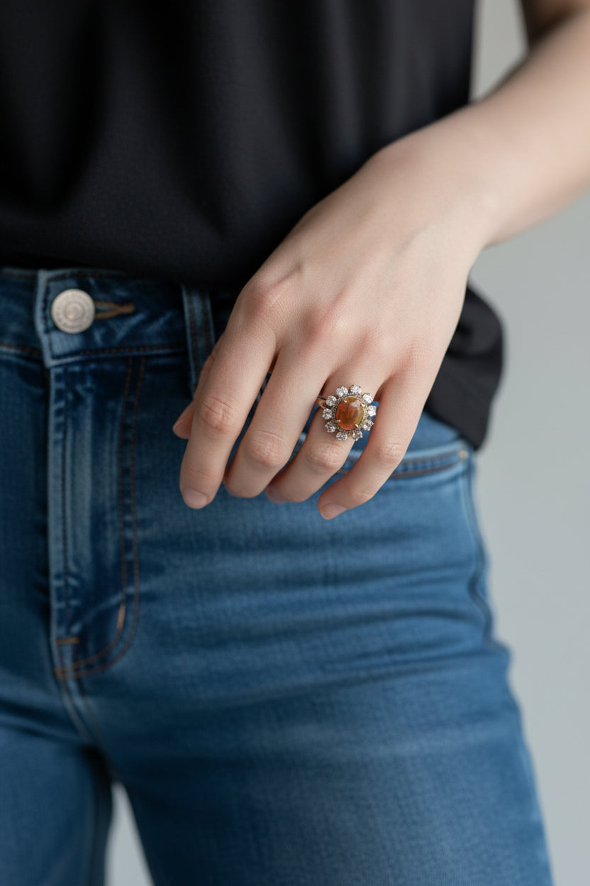 Holly | 14k Yellow Gold | Opal & Lab Diamond | Ring