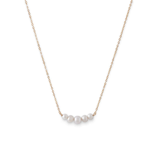 14 Karat Gold Necklace with 5 Cultured Freshwater Pearls