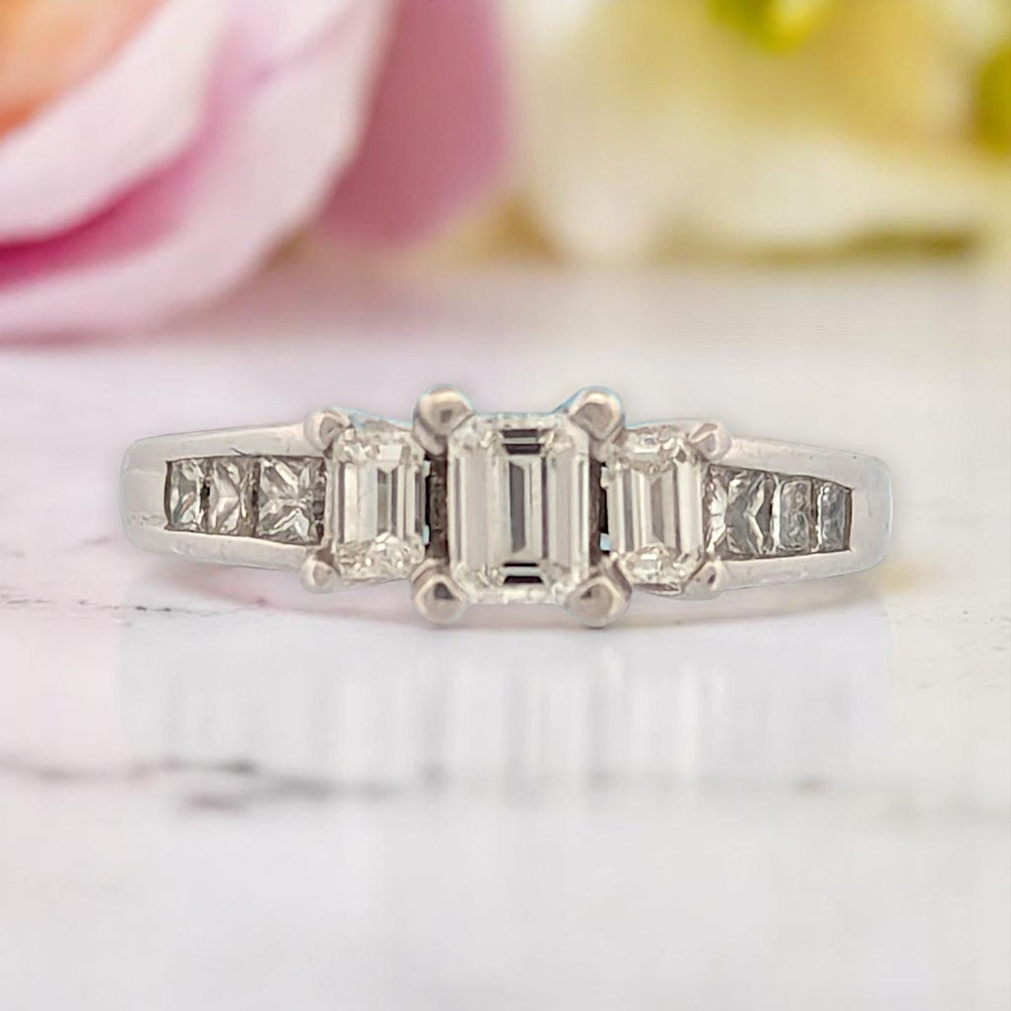 Maura | 14K White Gold Diamond Ring, 1.14 CT, Size 6.5, Elegant Engagement Ring, Minimalist Gold Band, Anniversary Gift for Her