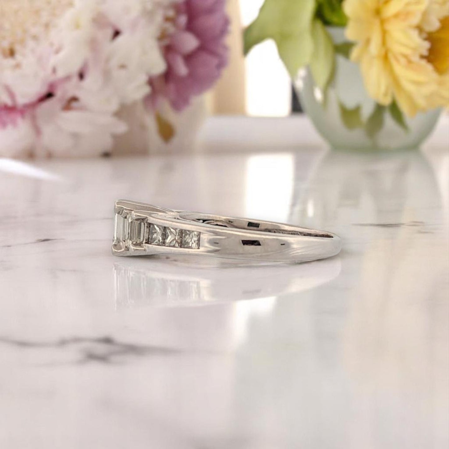Maura | 14K White Gold Diamond Ring, 1.14 CT, Size 6.5, Elegant Engagement Ring, Minimalist Gold Band, Anniversary Gift for Her