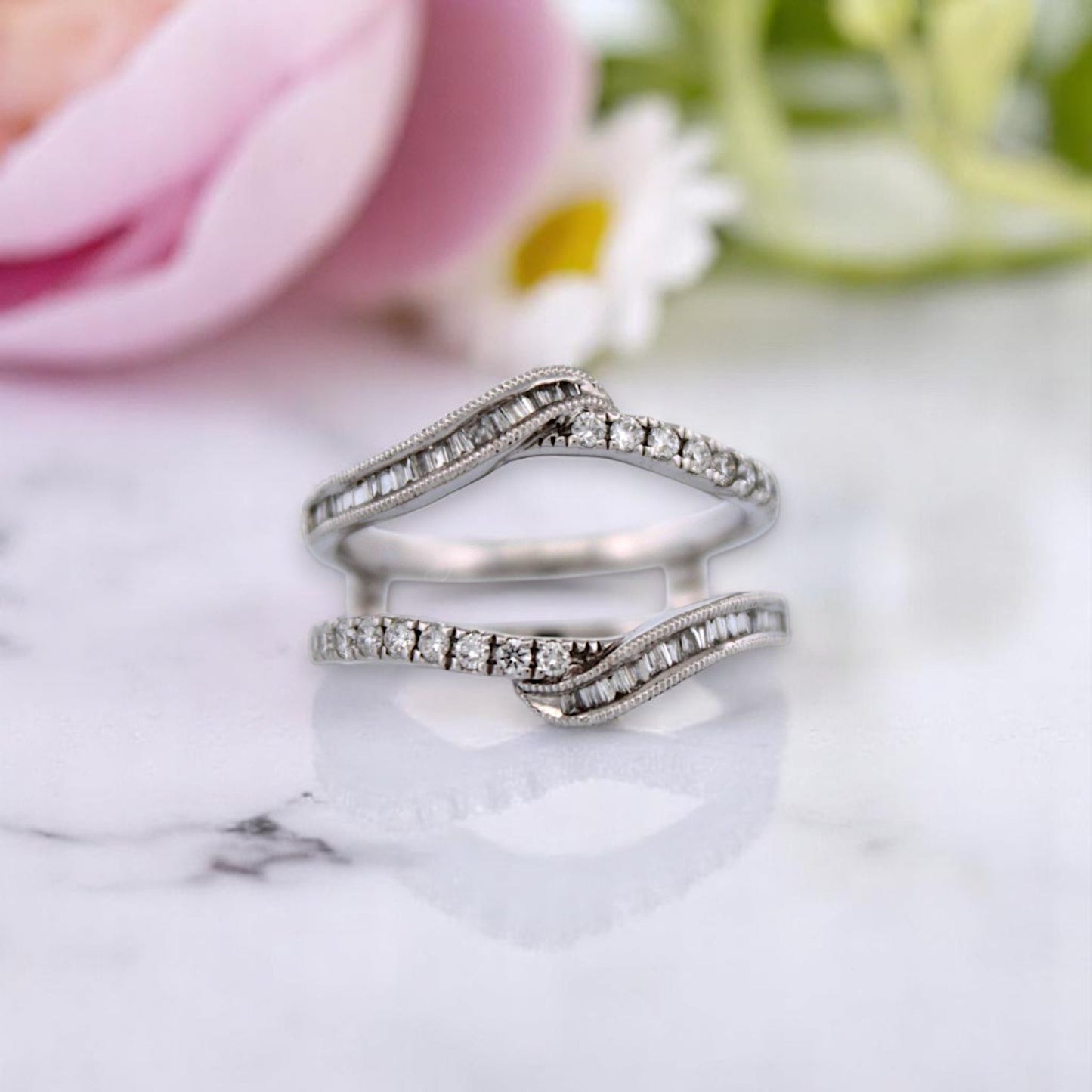 Azalea | 14K White Gold Diamond Ring, 0.40 CT, Size 7, Dainty Wedding Band, Minimalist Stacking Ring, Anniversary Gift for Her