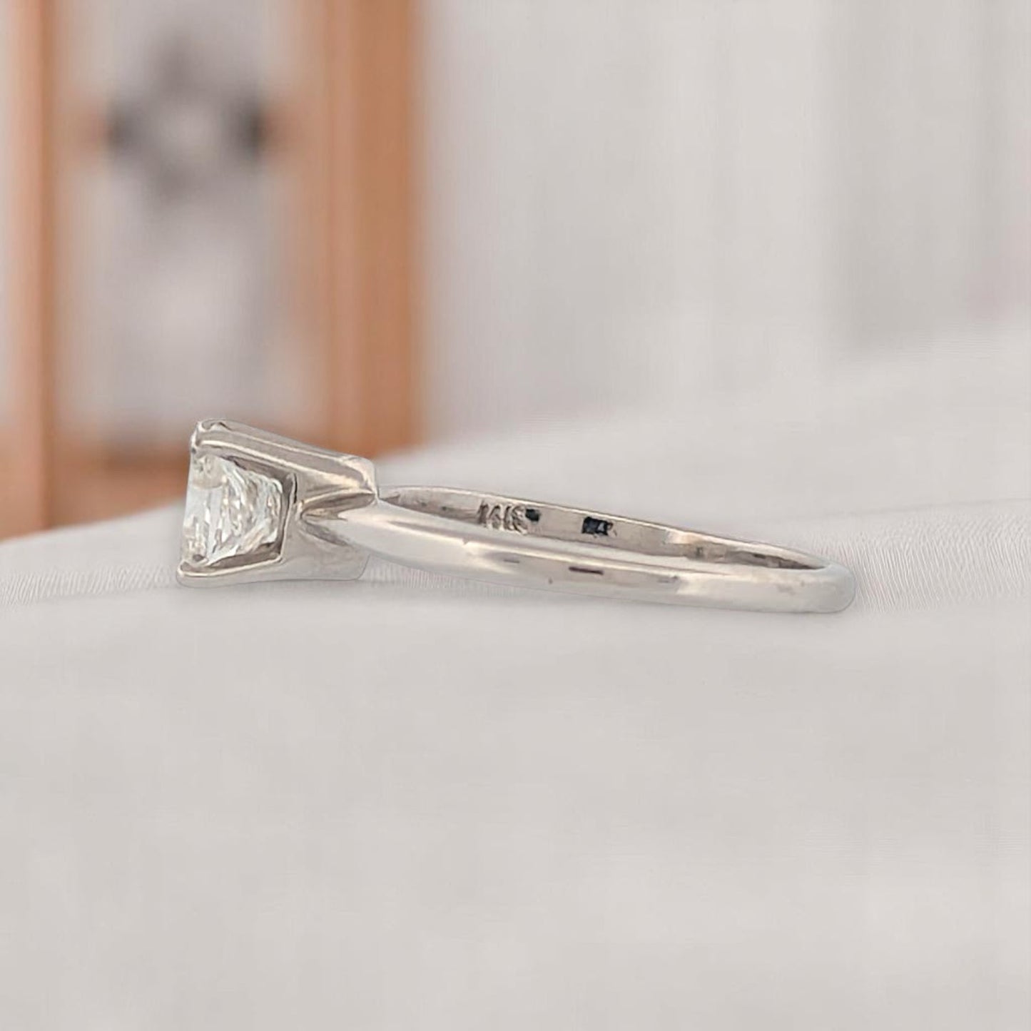 Harriet | 14K White Gold Diamond Ring, 0.90 CT, Size 6.25, Elegant Engagement Ring, Minimalist Wedding Band, Anniversary Gift