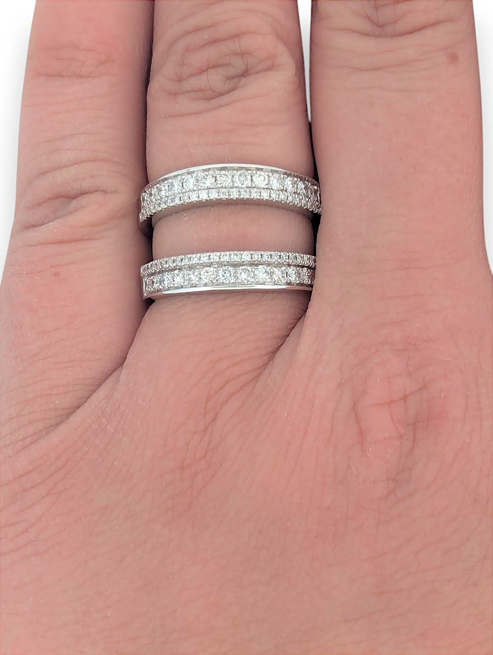 Amelie | 14K White Gold Wrap Ring, 0.80 CTW Natural Diamonds, Crossover Diamond Band, Elegant Gold Jewelry, Anniversary Gift, Size 7.25
