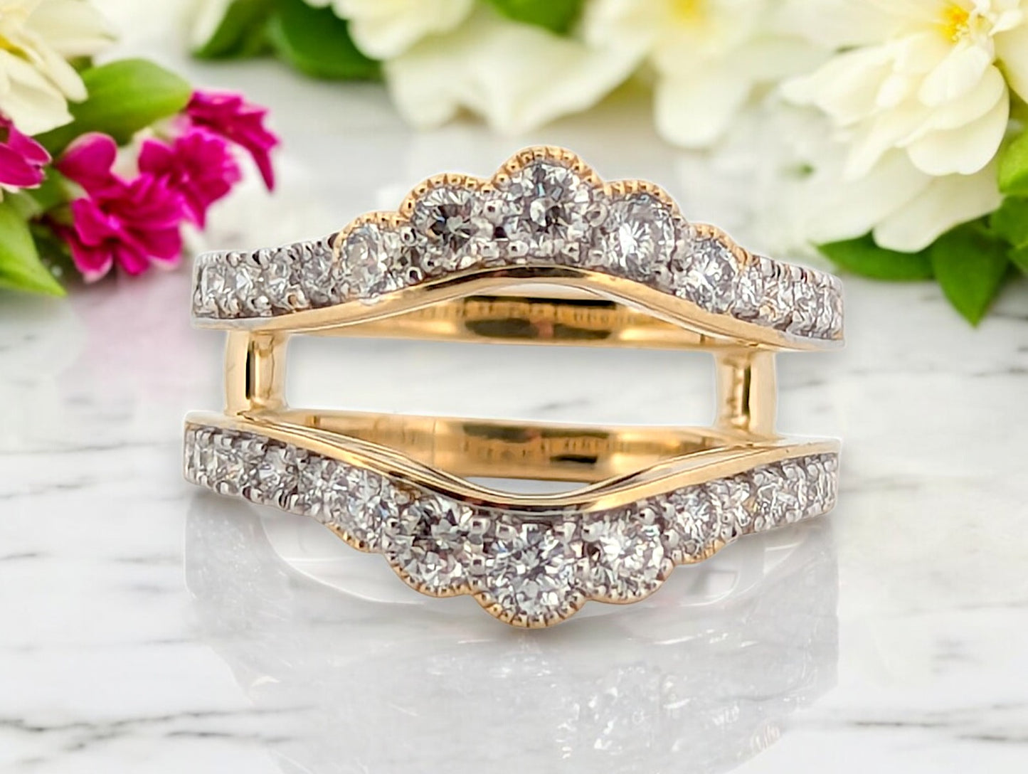 Daphne | 14K Yellow Gold Wrap Ring, 1.00 CTW Natural Diamonds, Crossover Diamond Band, Luxury Statement Jewelry, Anniversary Gift, Size 7