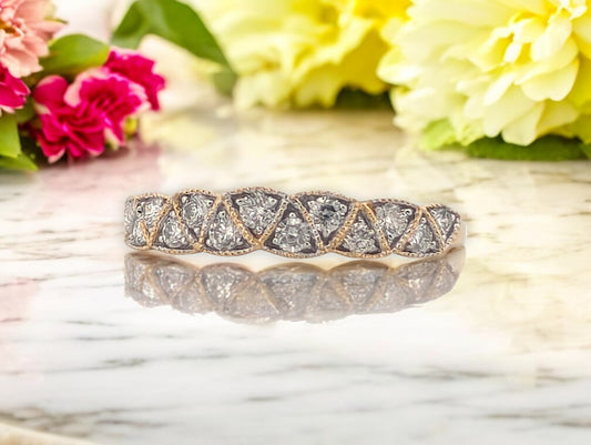 Seraphine | 14K Yellow Gold Diamond Ring, 0.40 CTW, Milgrain Band, Vintage Style Wedding Ring, Antique-Inspired Gold Jewelry, Size 7 Gift for Her