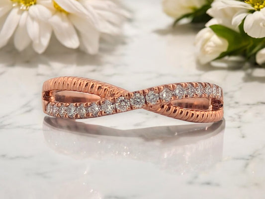 Anika | 10K Rose Gold Diamond Ring, 0.25 CTW, Stacking Band, Dainty Engagement Ring, Minimalist Promise Ring, Fine Jewelry Gift, Size 6.75