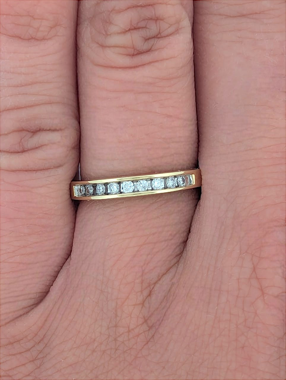 Aria | 14K Yellow Gold Channel Set Diamond Band | .25 CTW Natural Round Diamonds | Classic Wedding or Stacking Ring | Size 7